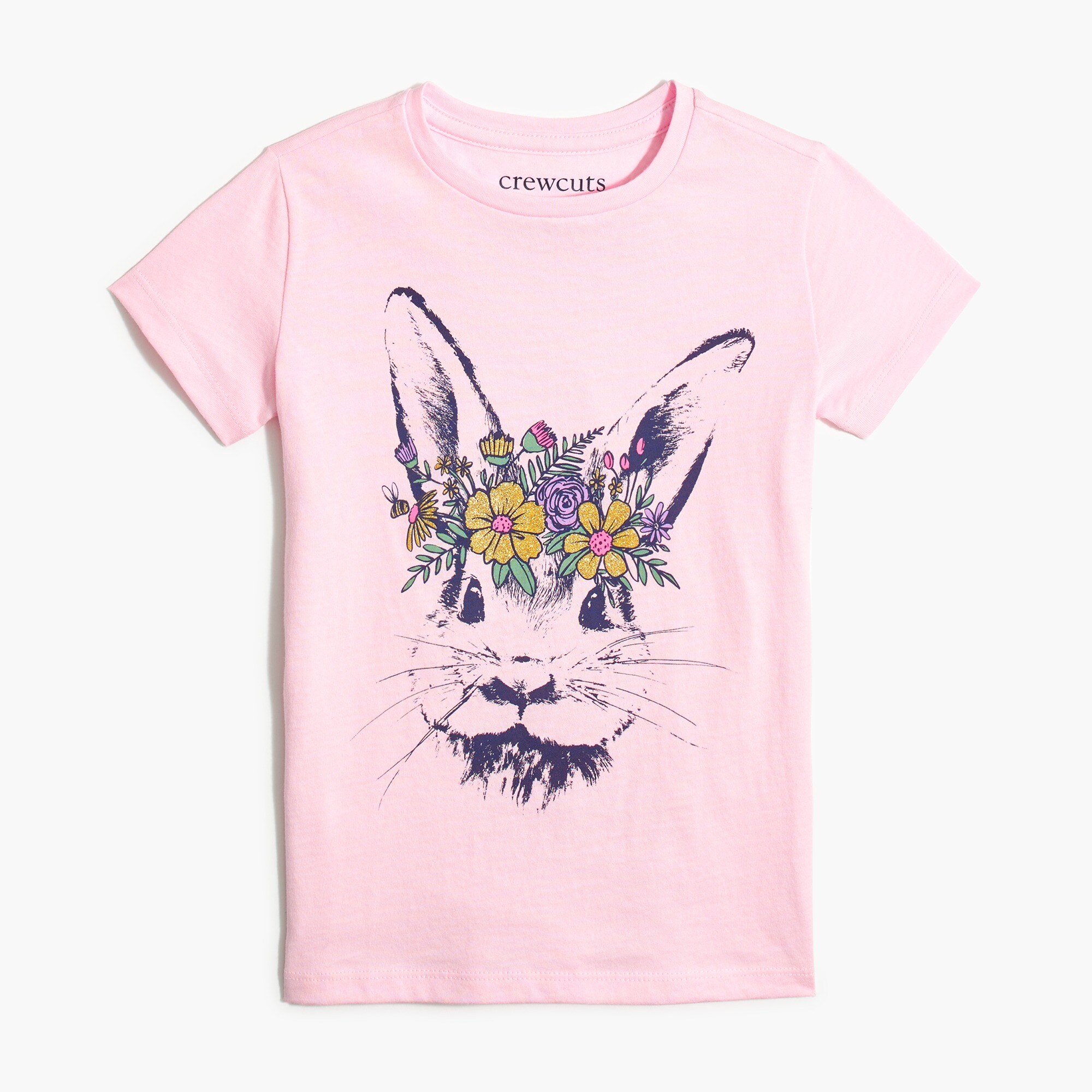 Girls' flower crown bunny graphic tee