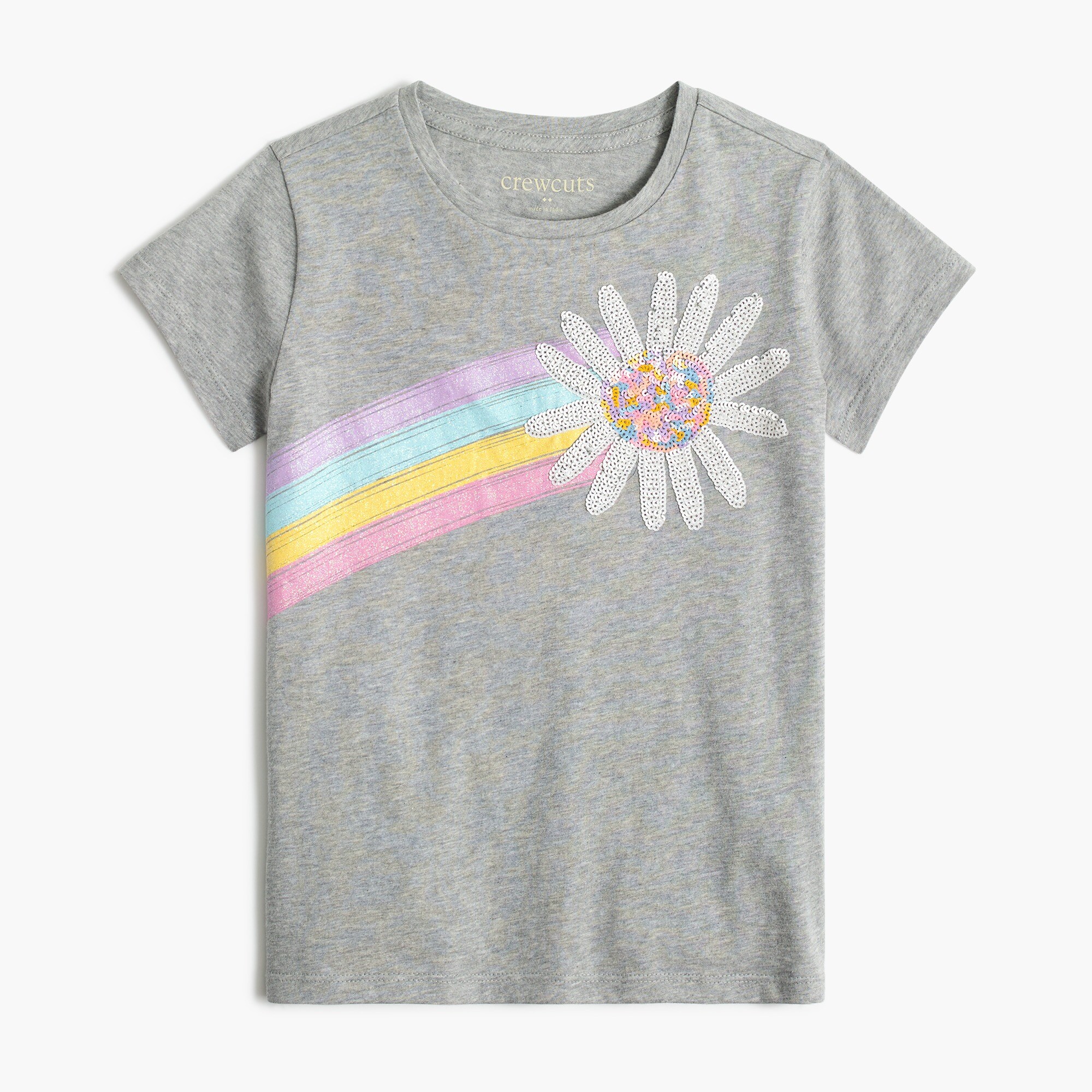 Girls' sequin daisy rainbow graphic tee