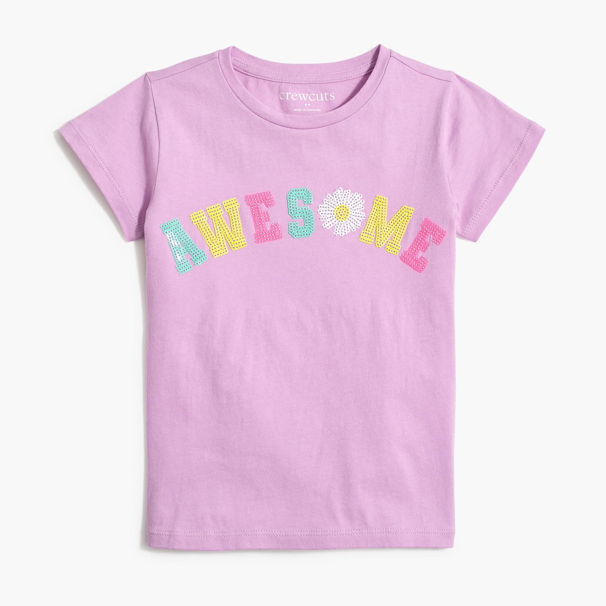Girls' sequin "awesome" daisy graphic tee