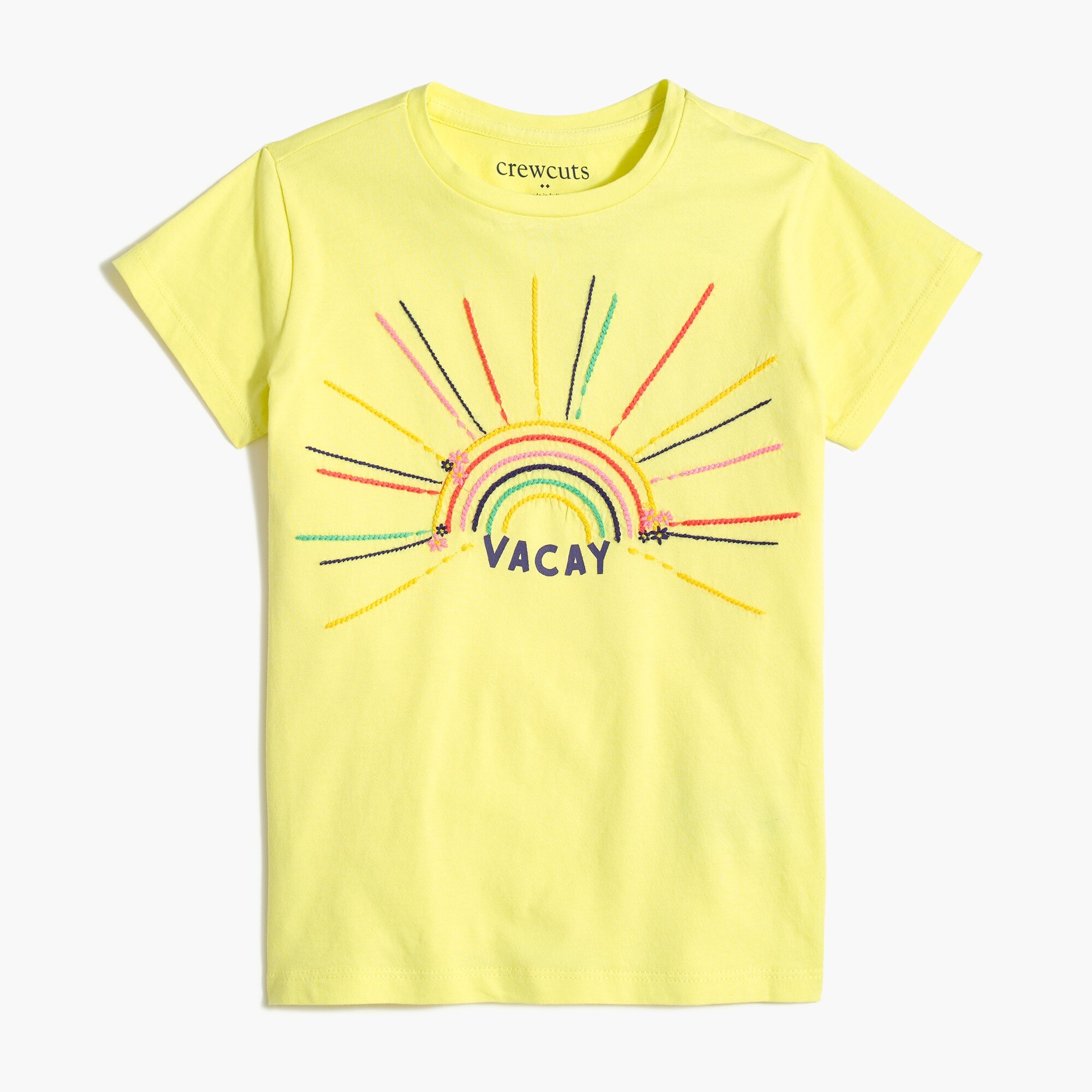Girls' embroidered rainbow graphic tee