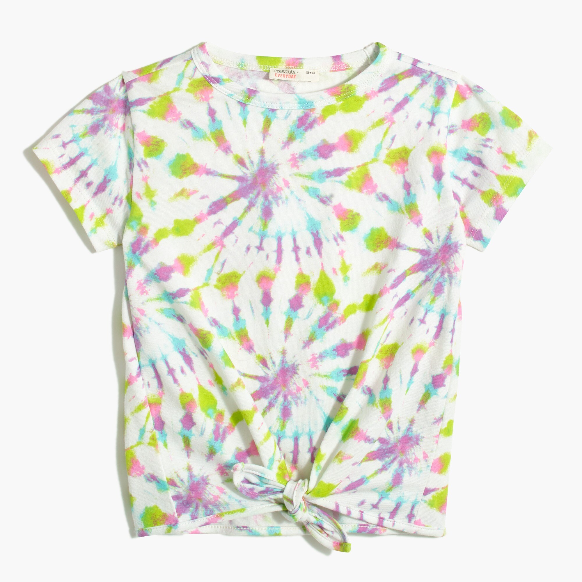 Girls' tie-dyed tie-front tee