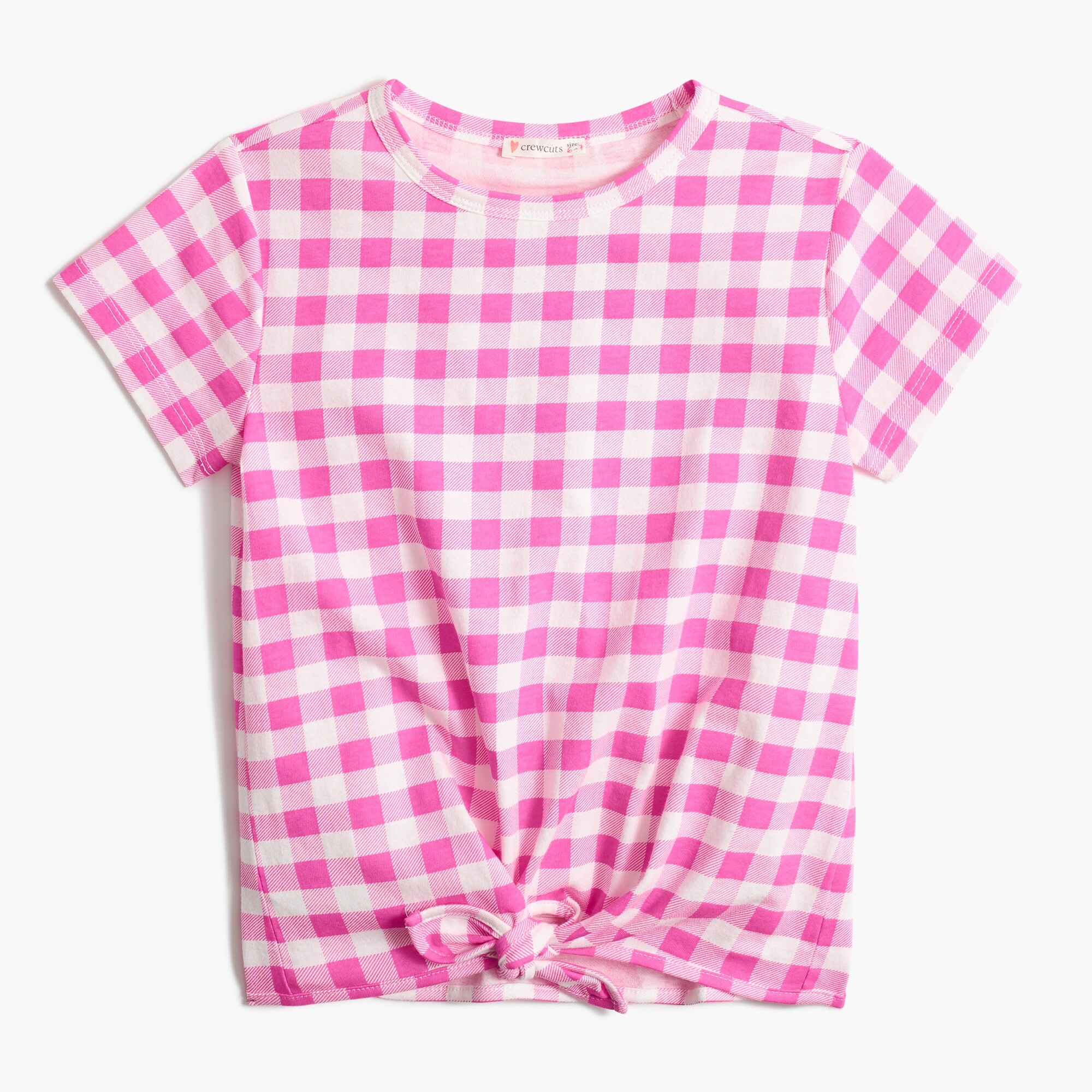 Girls' gingham tie-front tee