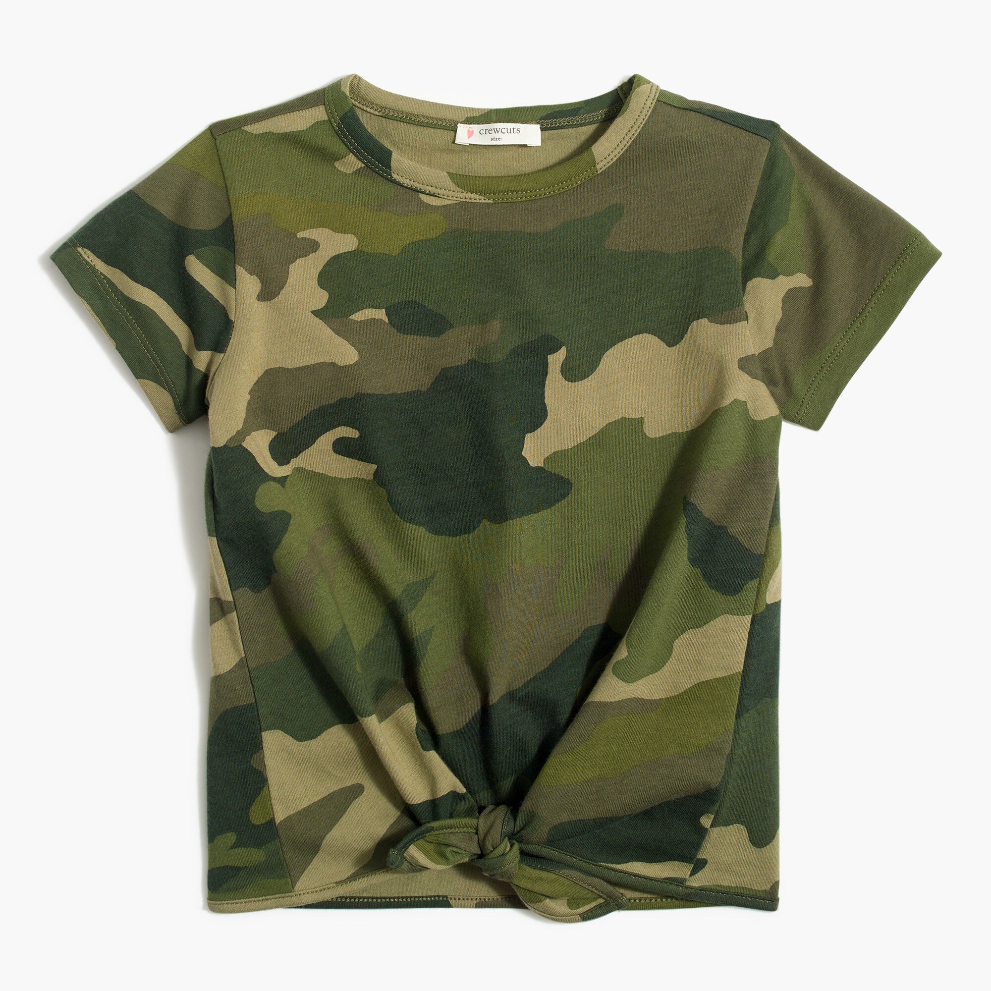 Girls' camo tie-front tee