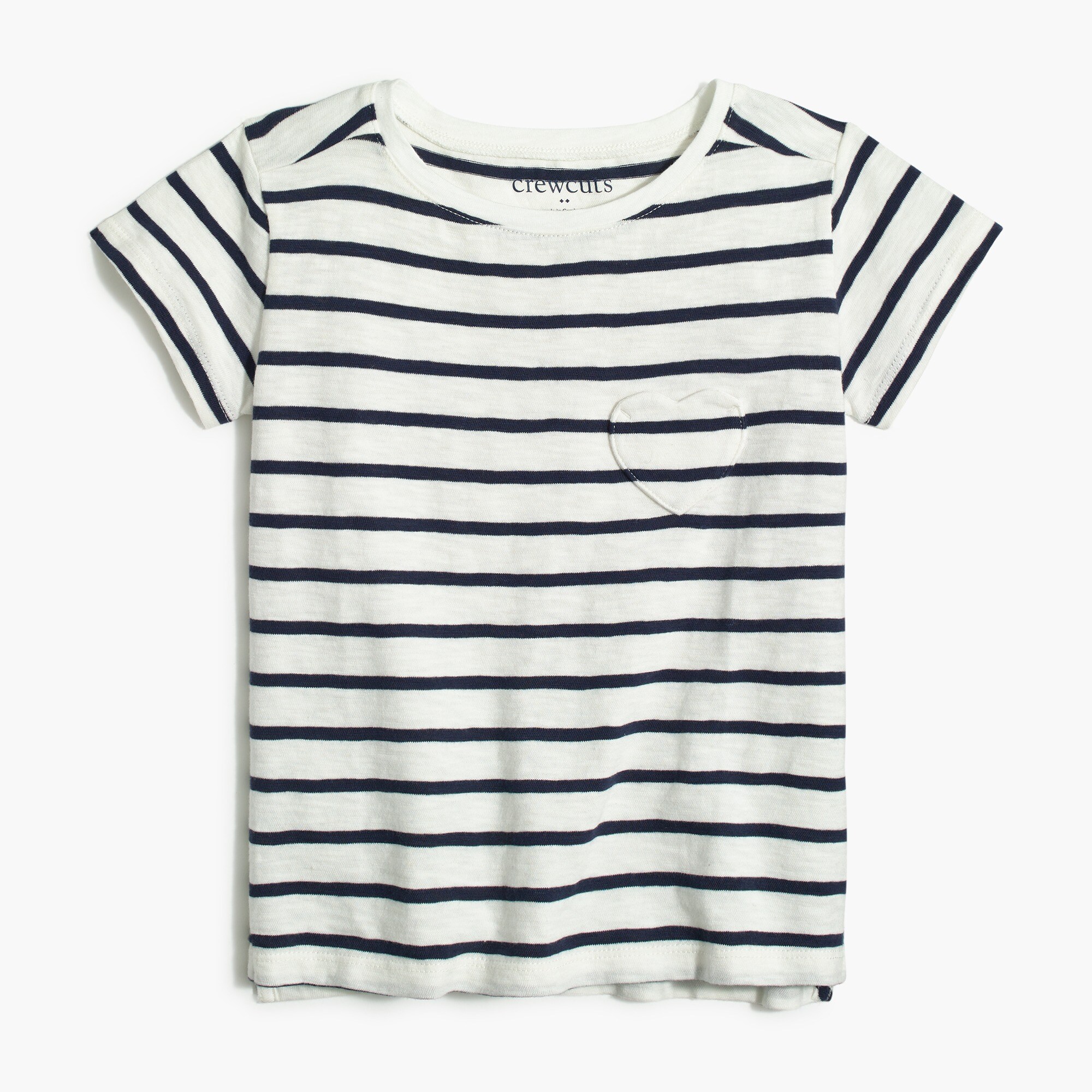 Girls' striped heart pocket tee