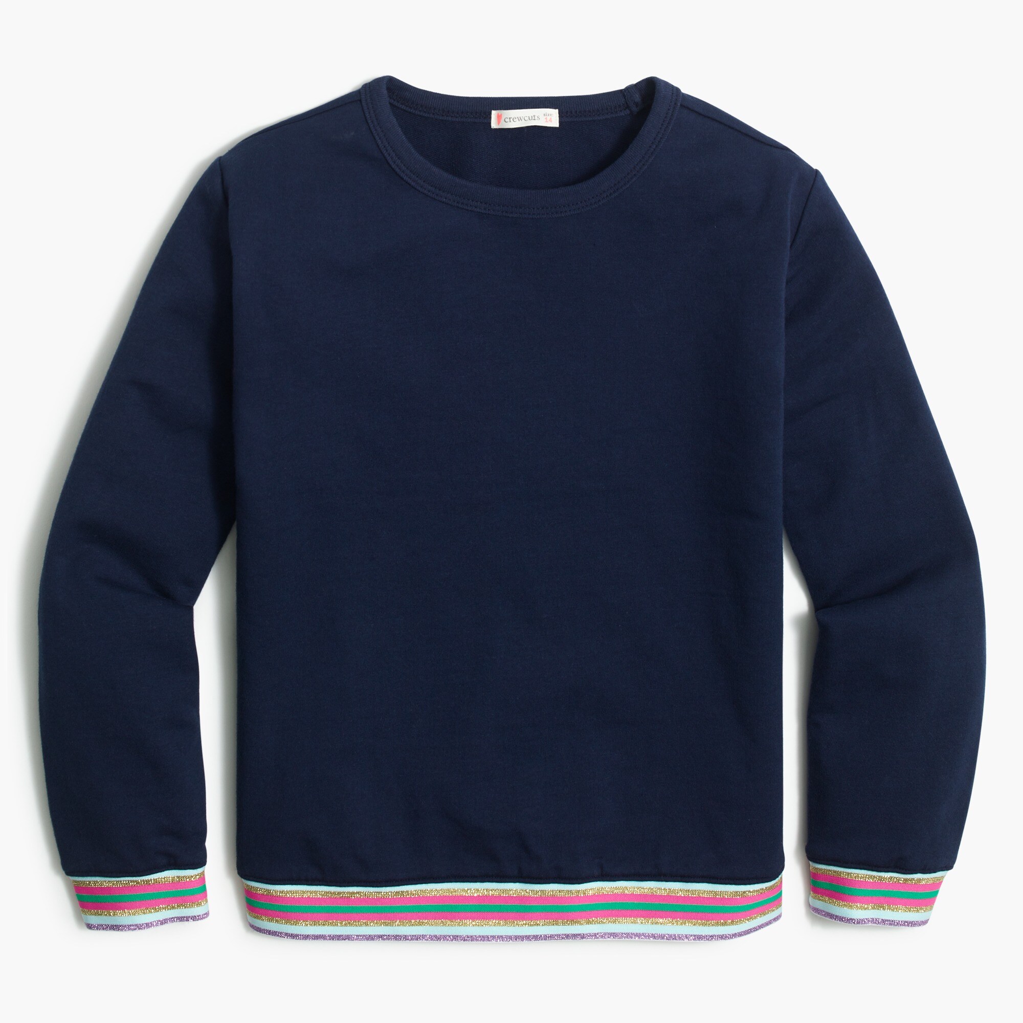 Girls' rainbow-trim sweatshirt