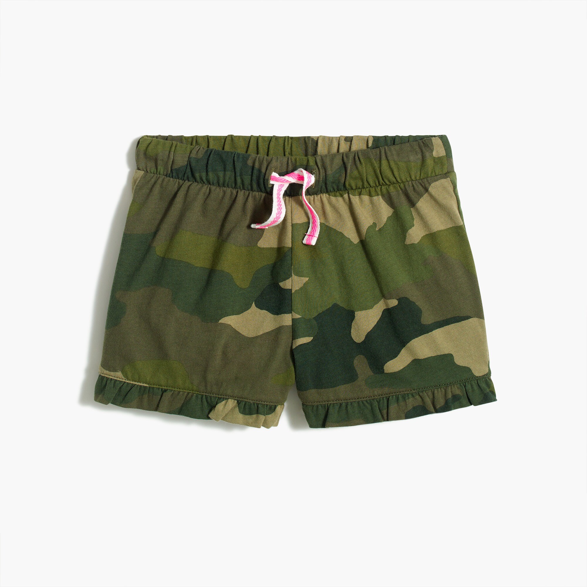 Girls' camo knit drawstring short