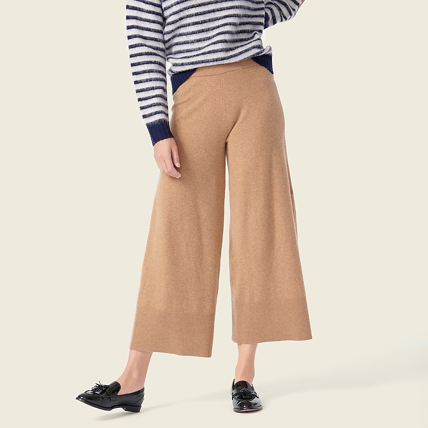 j.crew: wide-leg sweatpant in featherweight cashmere for women, right side, view zoomed