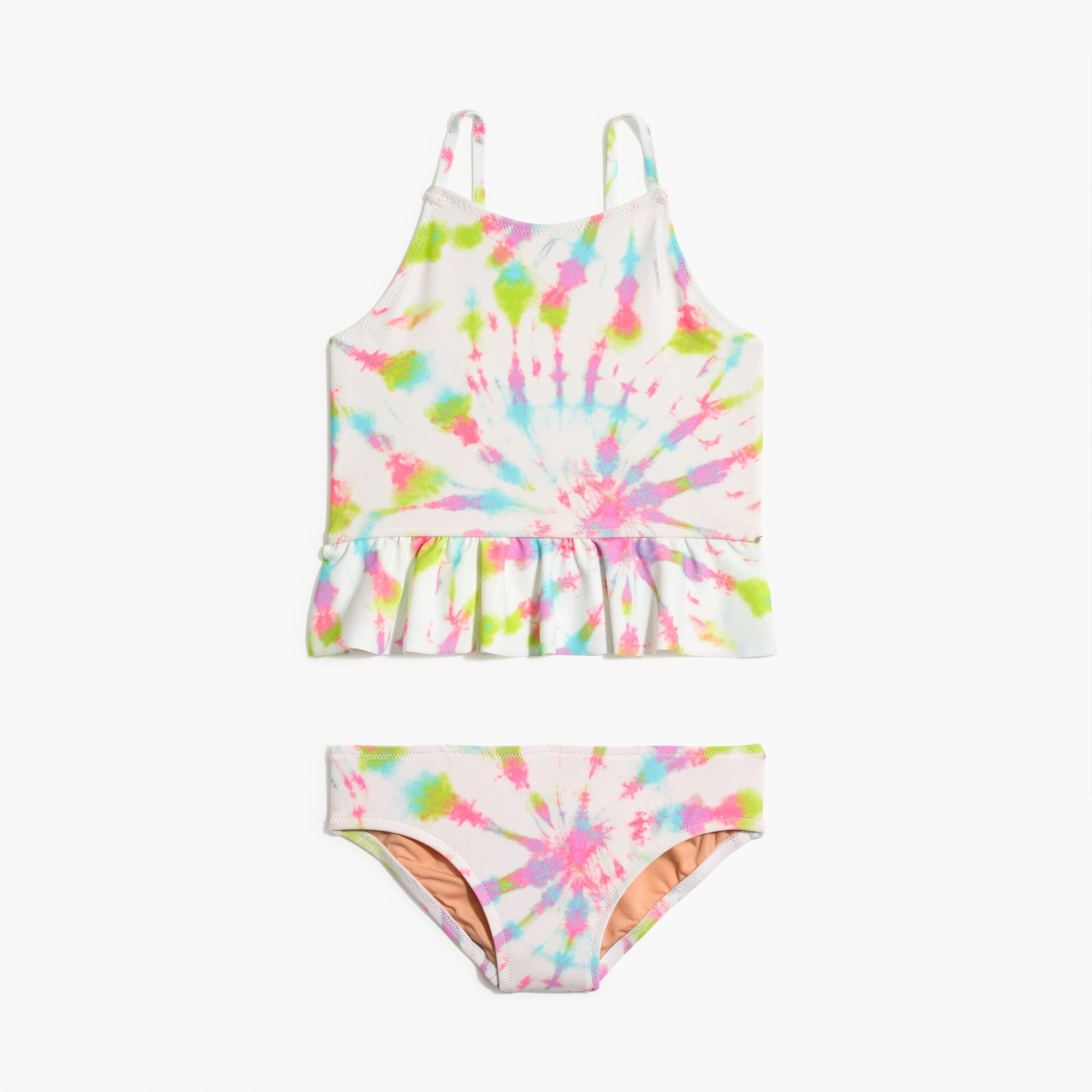 Girls' tie-dyed ruffle tankini set