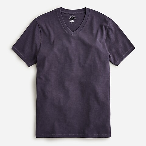  Garment-dyed slub cotton V-neck T-shirt