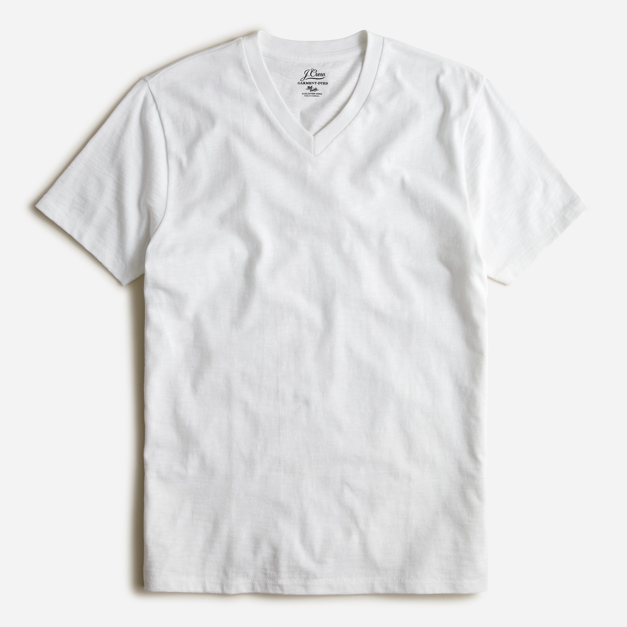 Garment-dyed slub cotton V-neck T-shirt