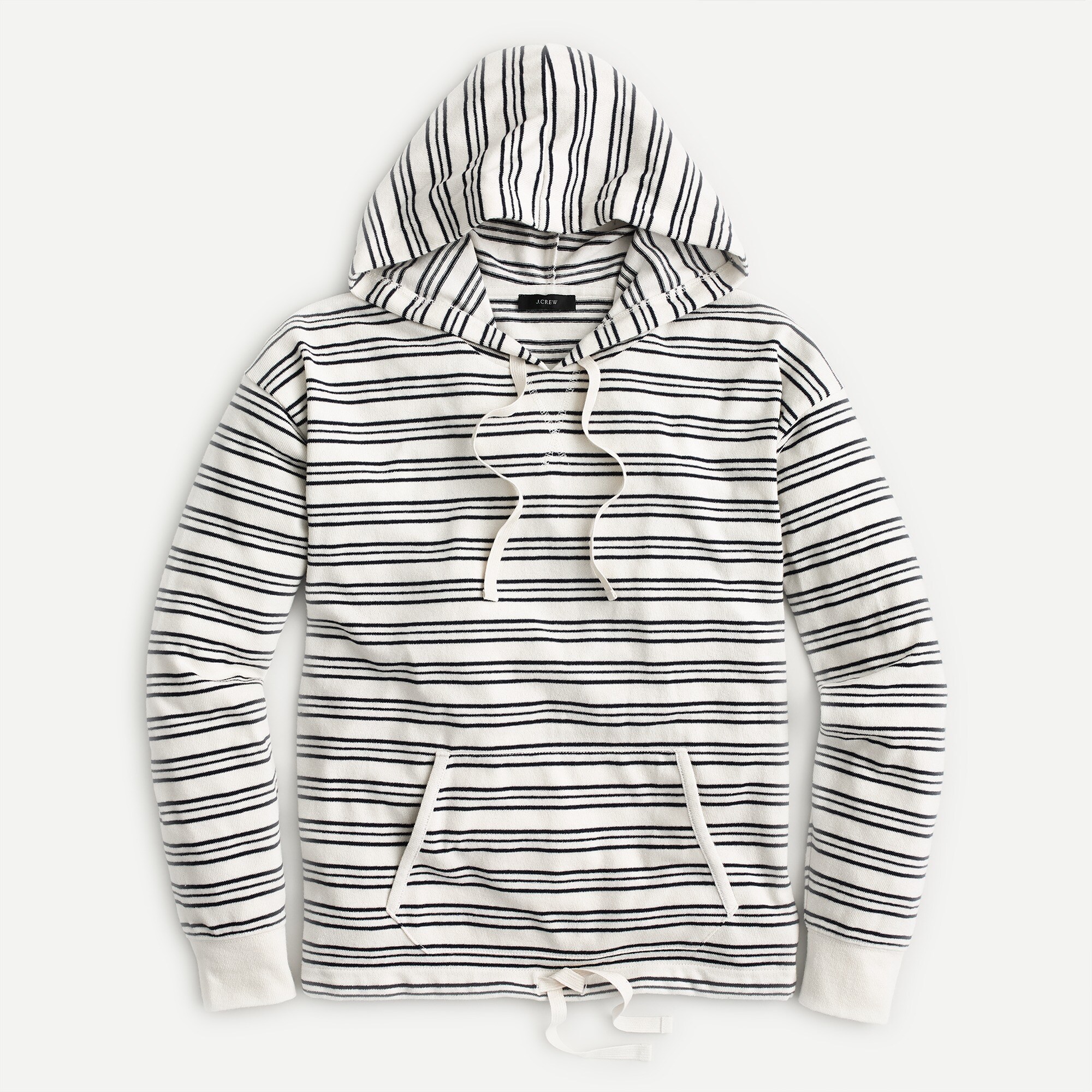 Drawstring hoodie in striped terry