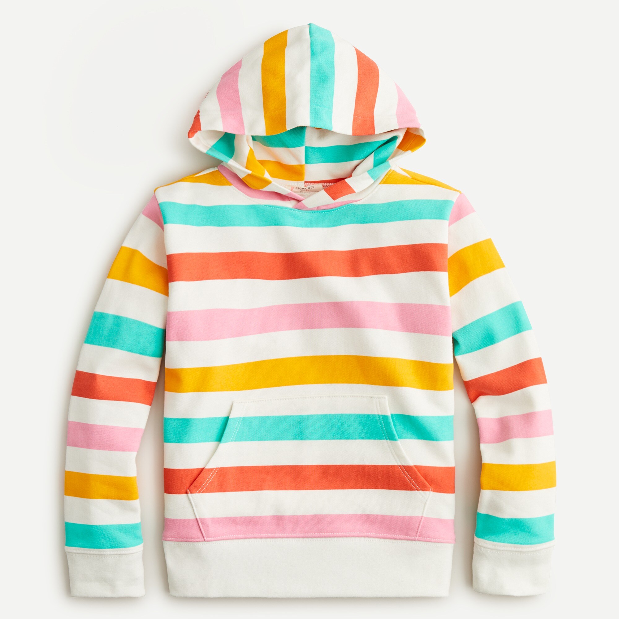 J.Crew Girls French Terry Hoodie In Rainbow Stripe For Girls
