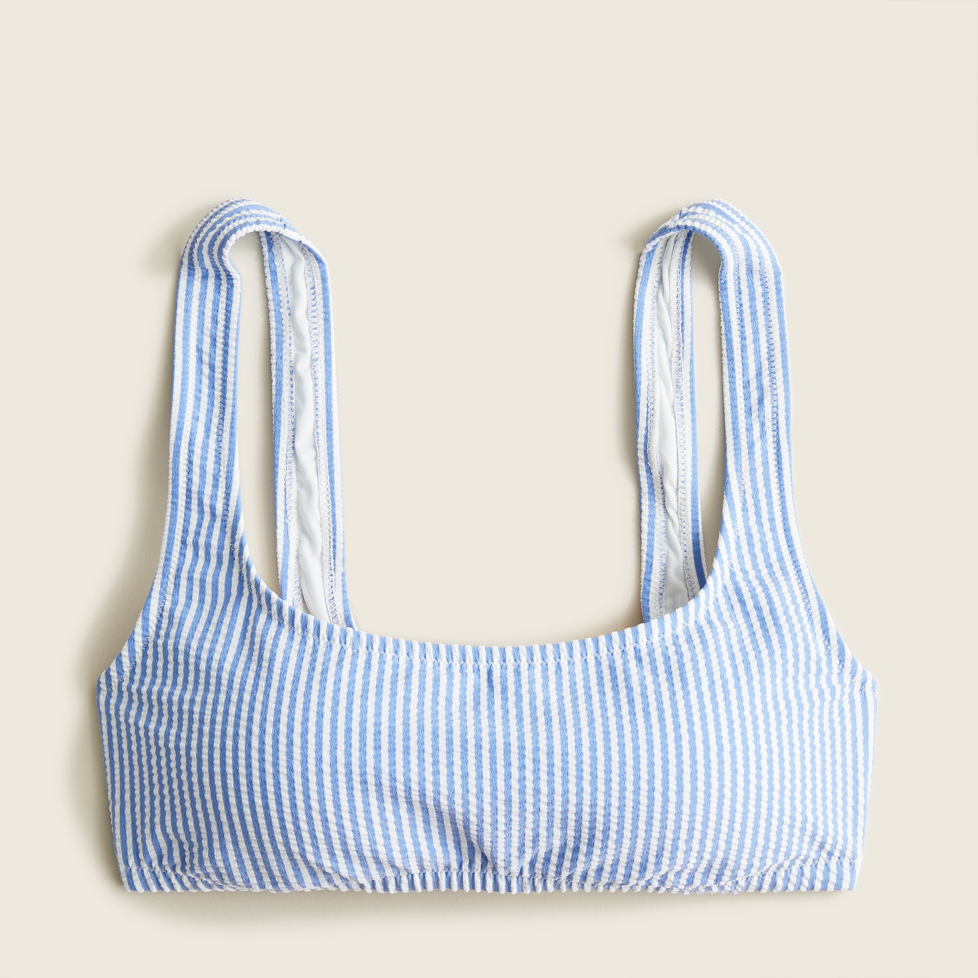 Scoopneck bikini top in classic seersucker
