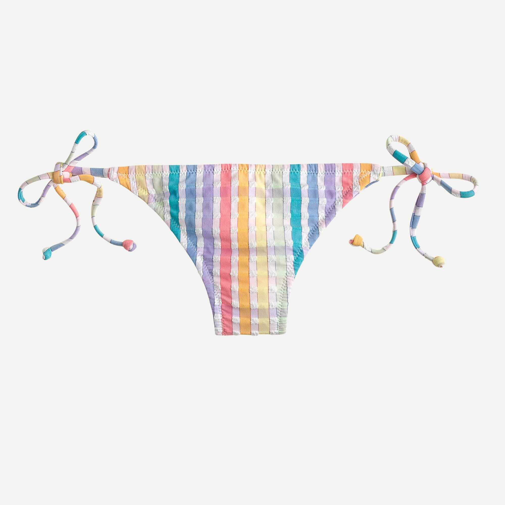 String bikini bottom in rainbow seersucker