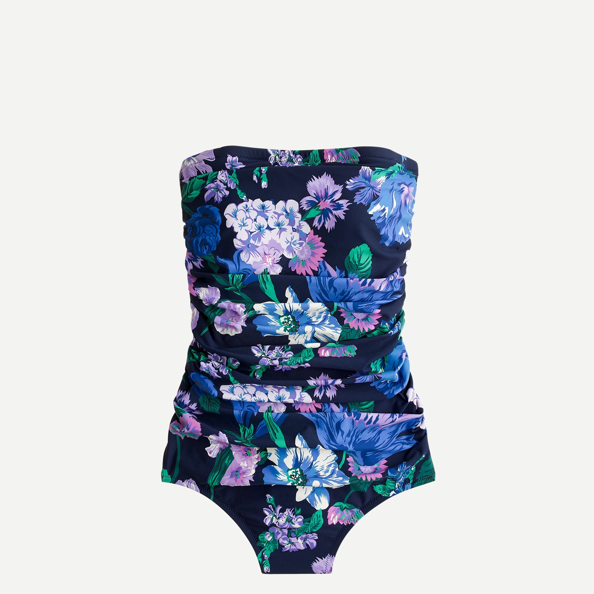J Crew Ruched Bandeau One Piece In Retro Floral For Women