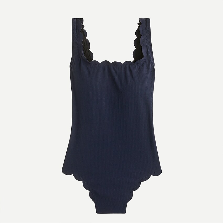 j.crew: scallop piqué scoopback one-piece for women, right side, view zoomed