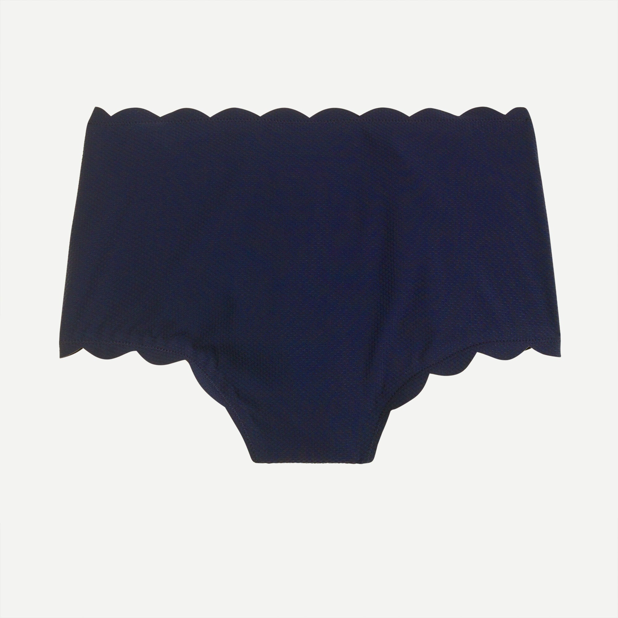 Scallop piqué high-waisted bikini bottom