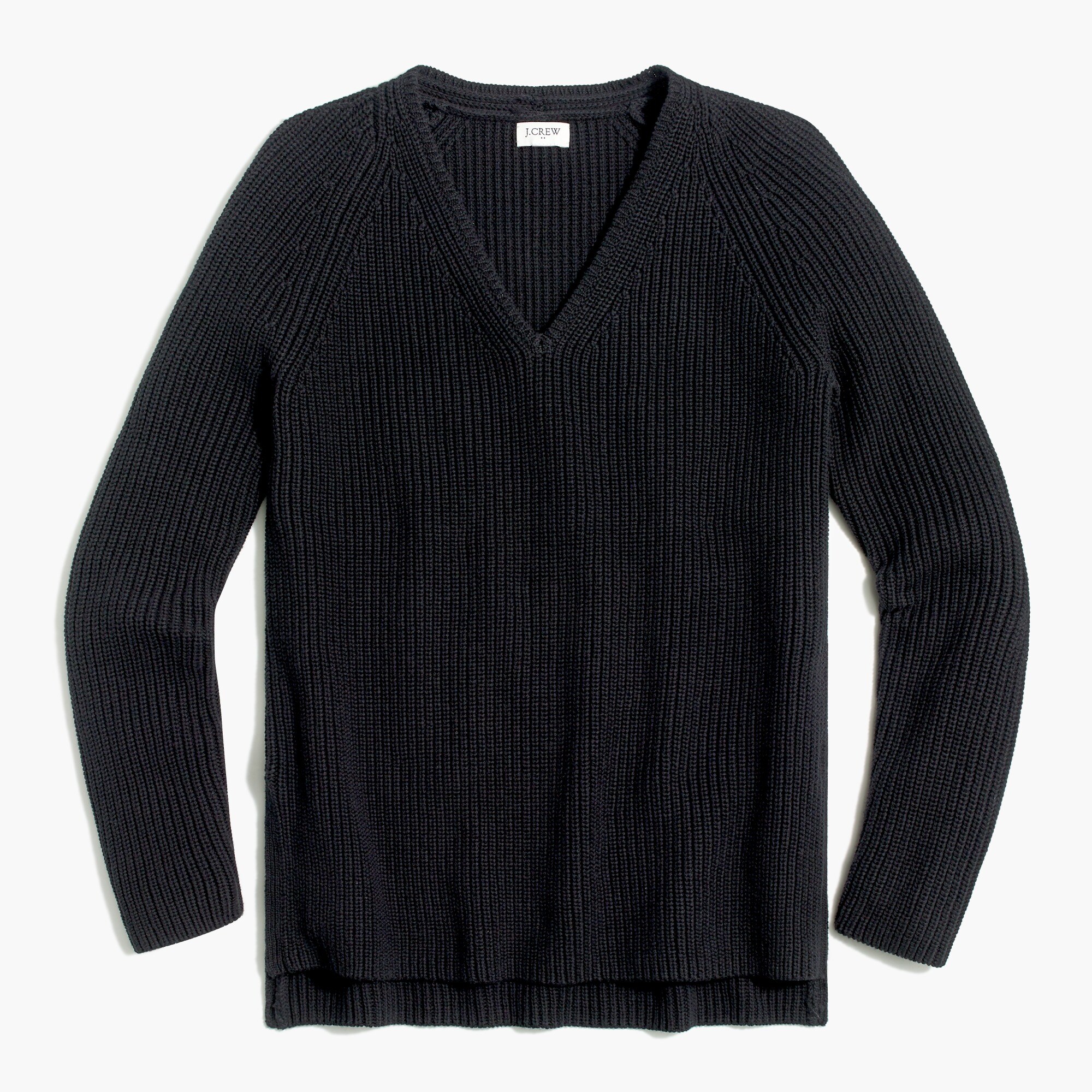 Cotton V-neck tunic sweater