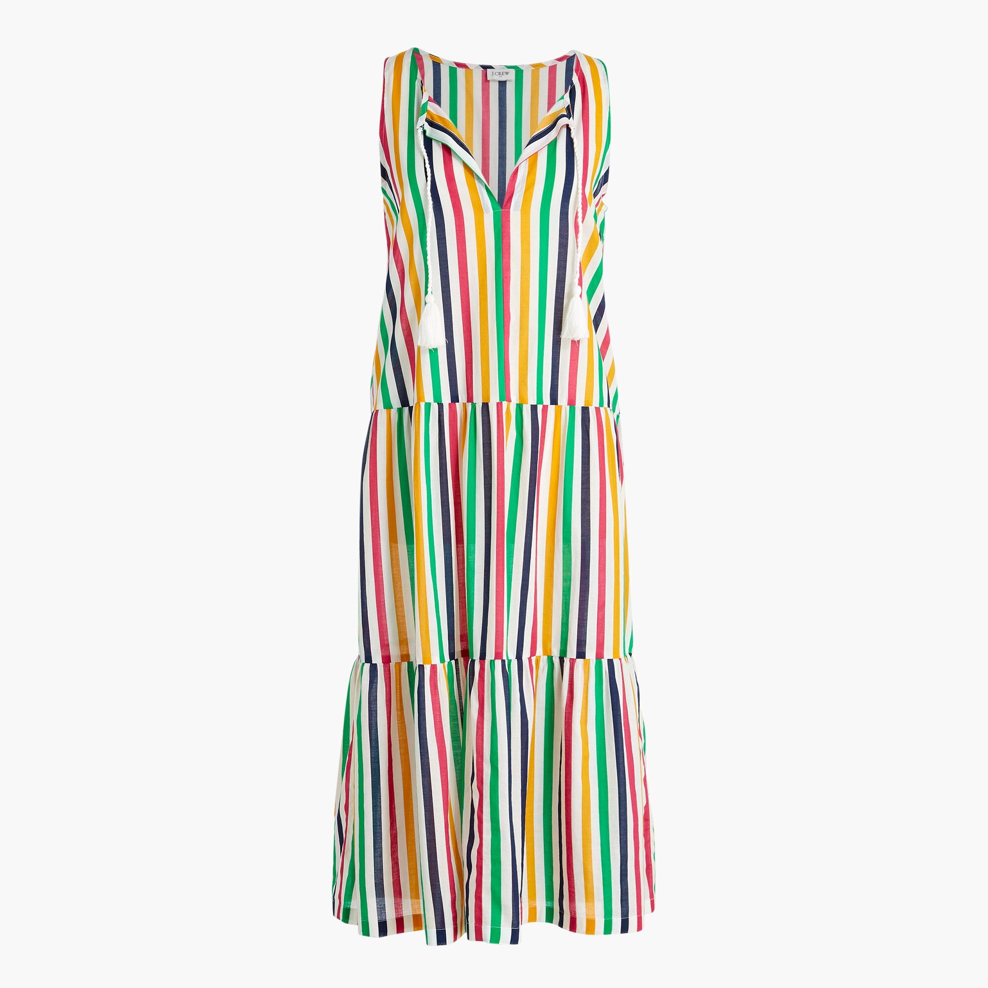Striped tiered midi cover-up dress