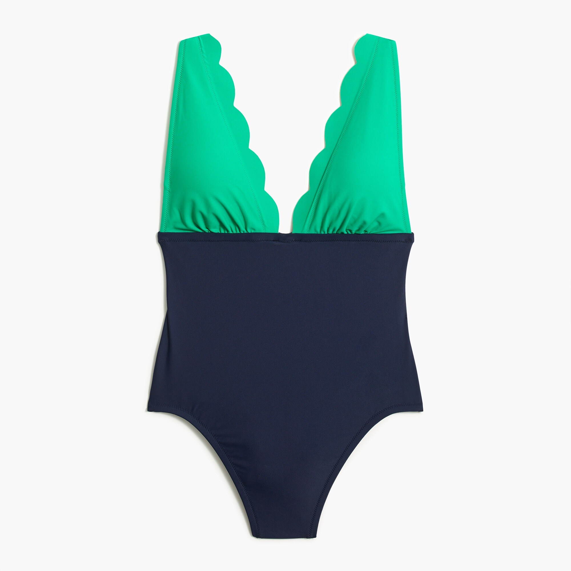 colorblock scalloped one-piece swimsuit for women