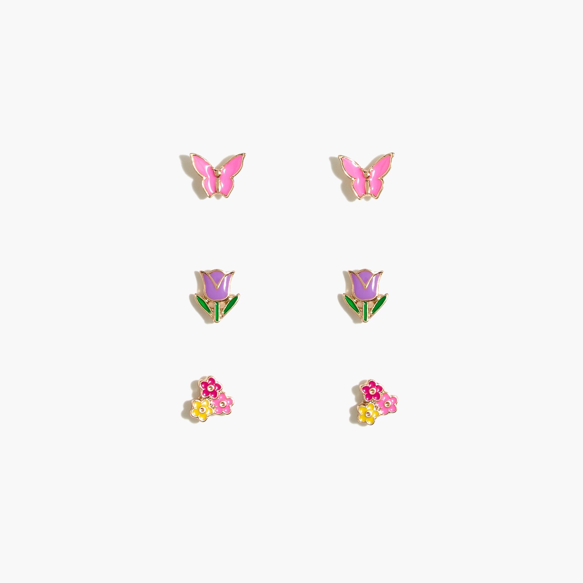Girls' butterfly earrings set of three