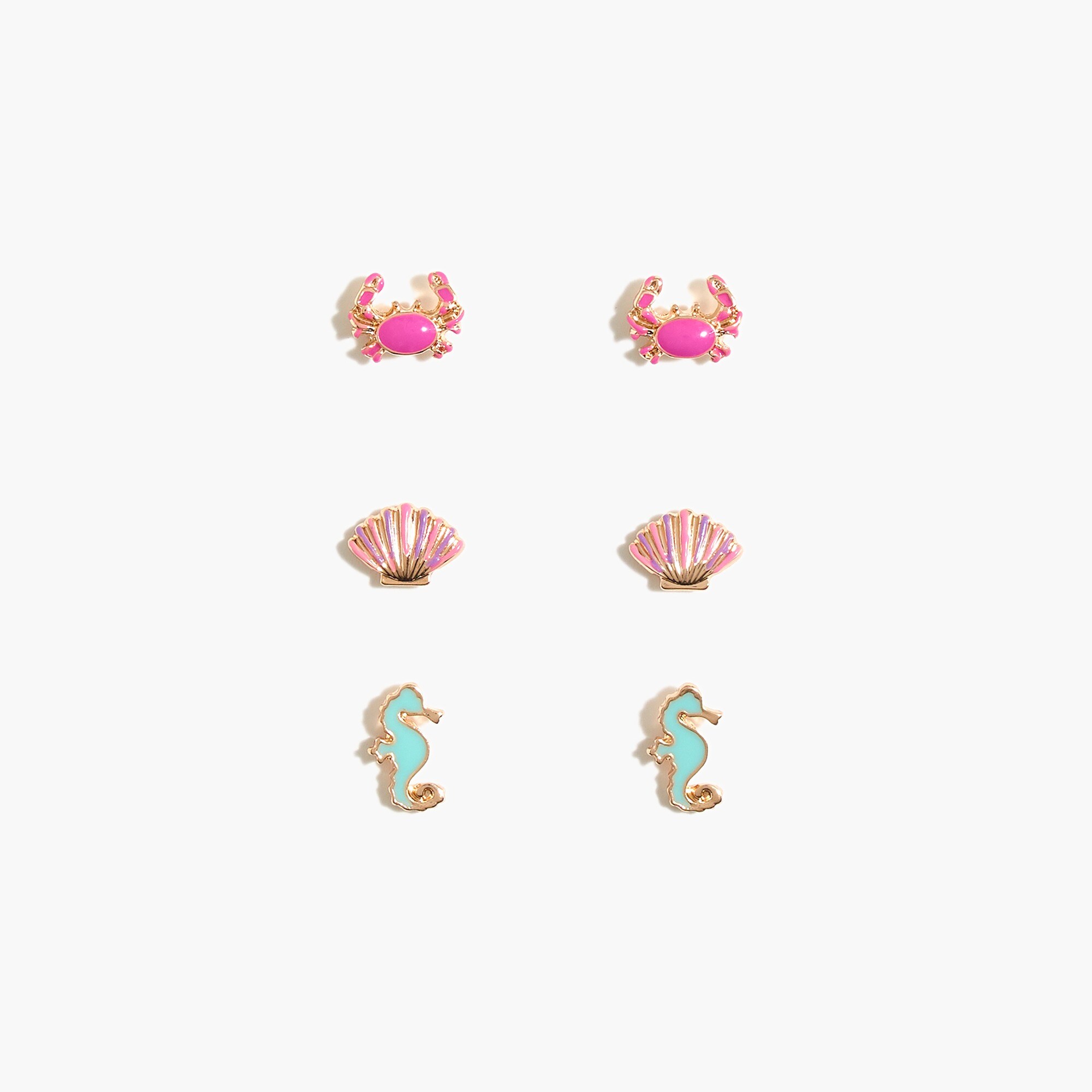 Girls' crab earrings three-pack