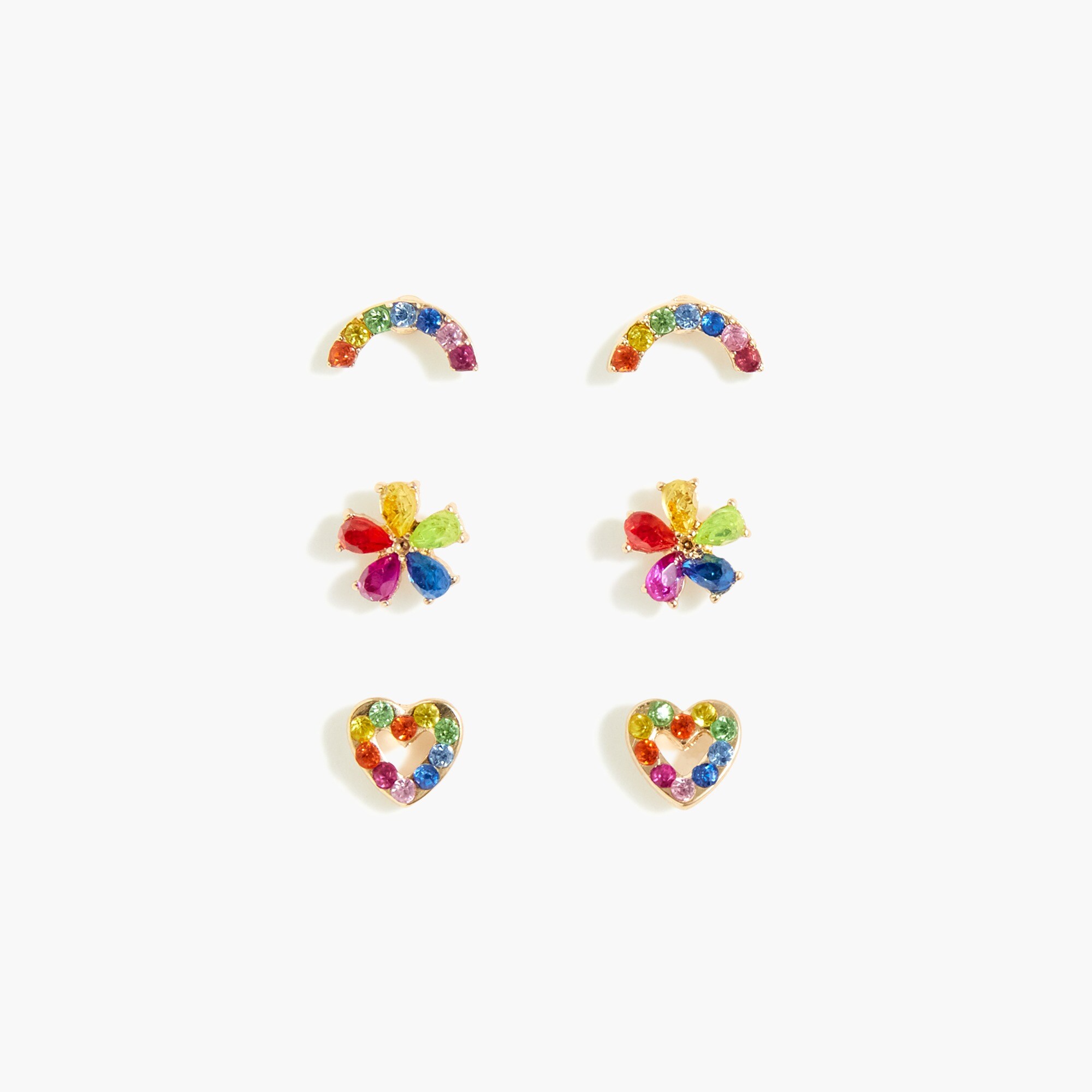 Girls' rainbow daisy earrings set-of-three