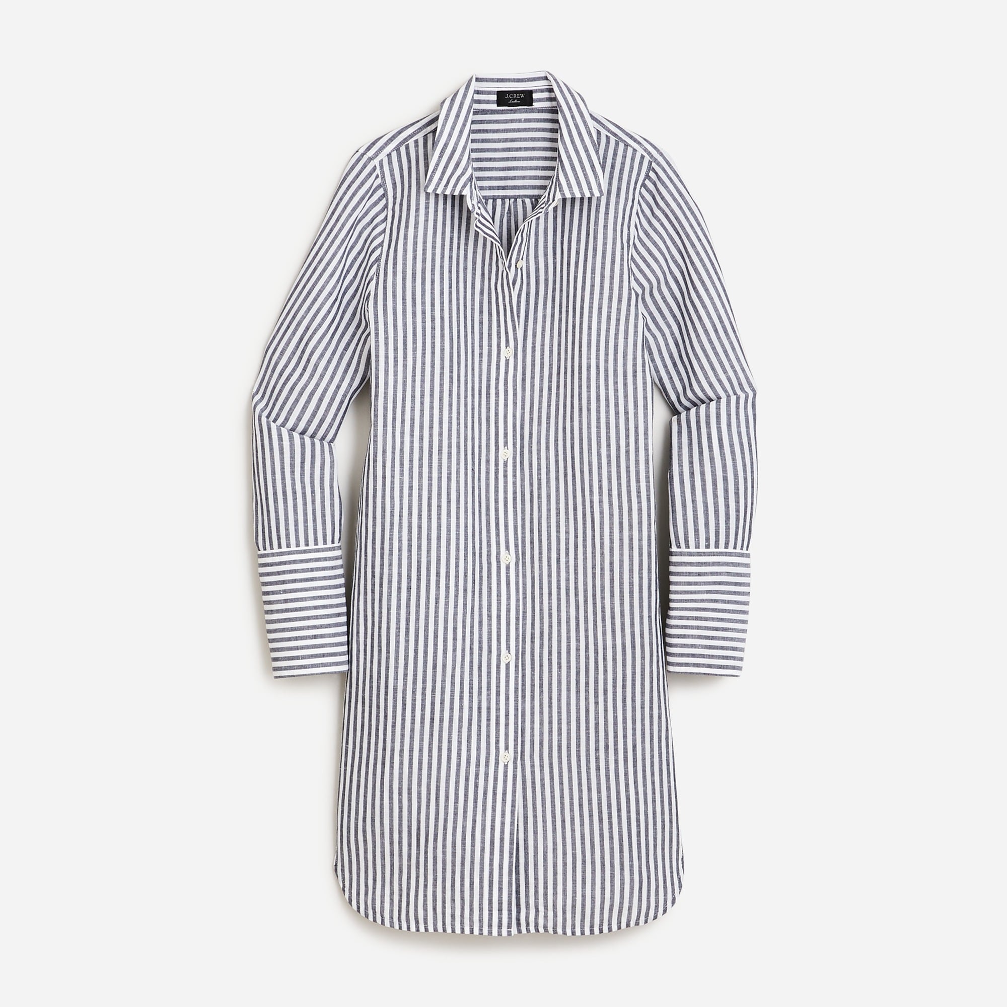  Classic-fit beach shirt in striped linen-cotton blend