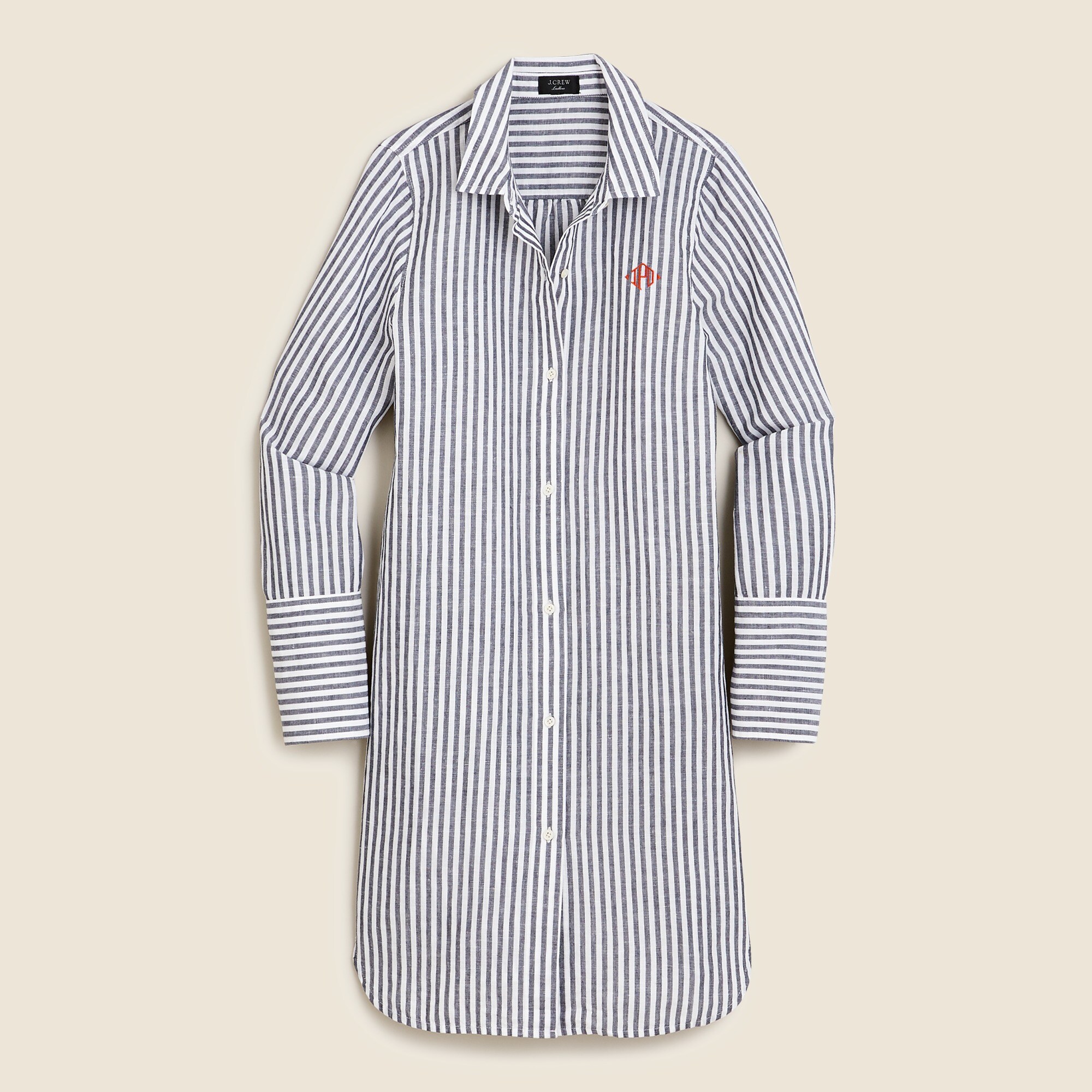 Classic-fit beach shirt in striped linen-cotton blend