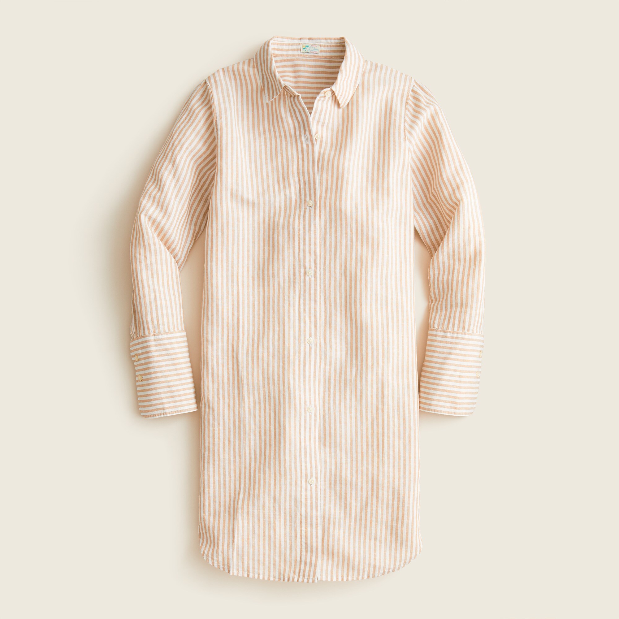 Classic-fit beach shirt in striped linen-cotton blend