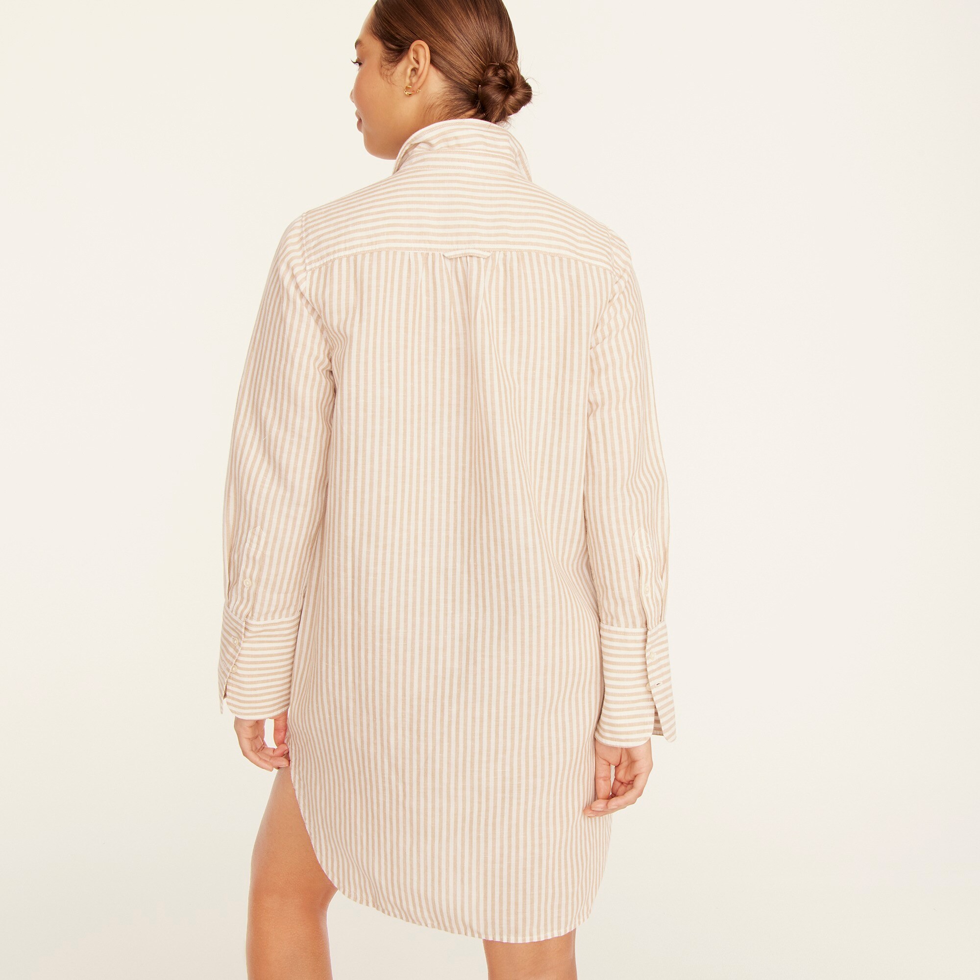Classic-fit beach shirt in striped linen-cotton blend