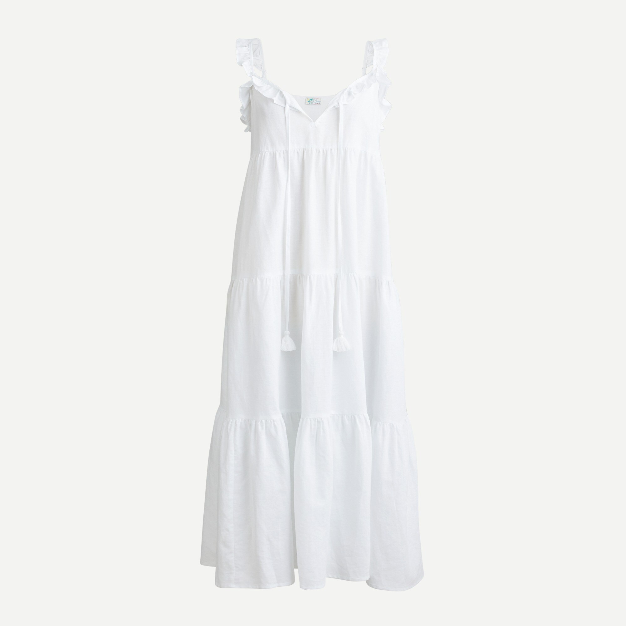 Cotton-linen tiered maxi dress