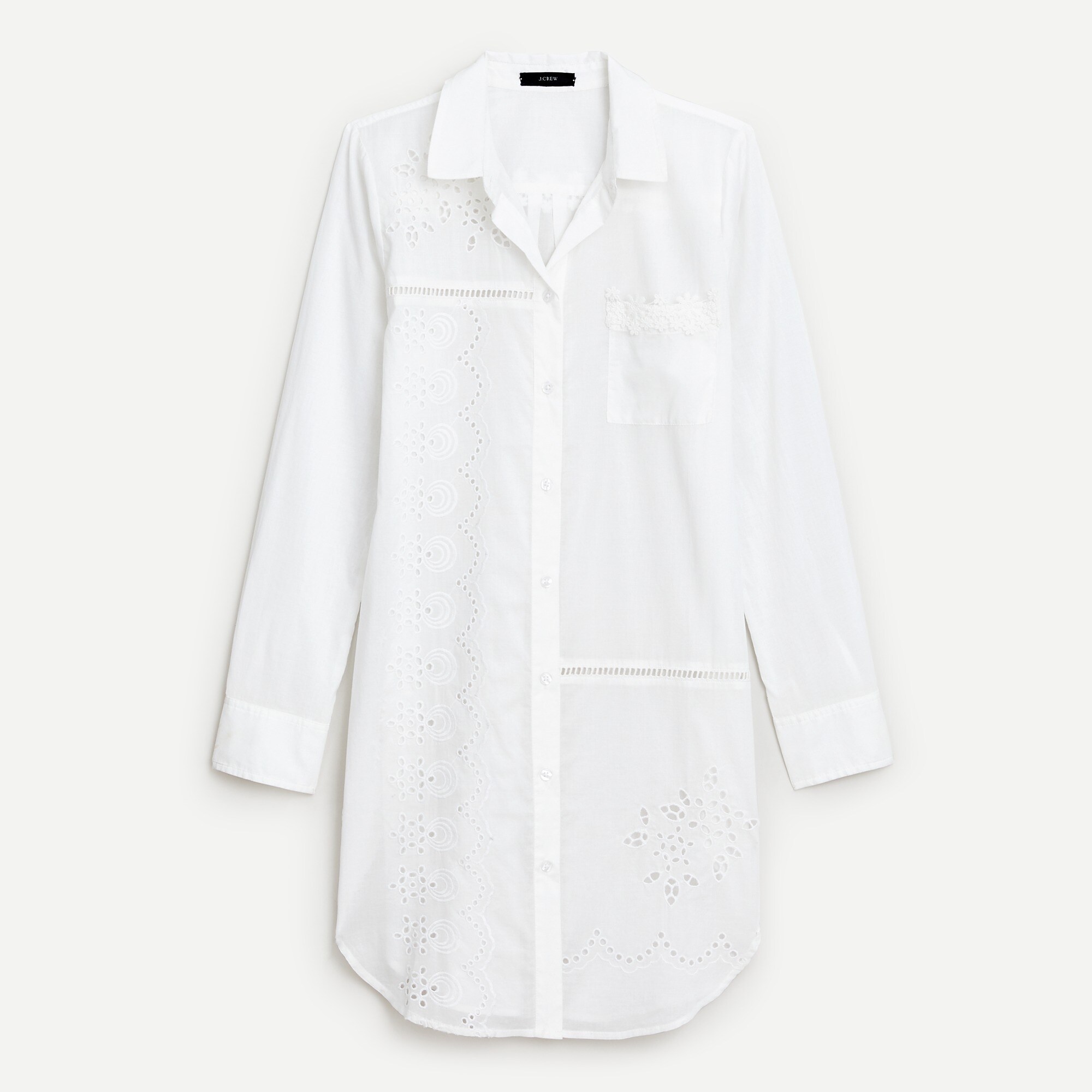 Cotton voile beach shirt in eyelet