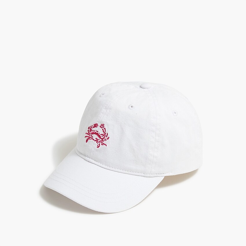 factory: kids' crab logo baseball cap for girls, right side, view zoomed