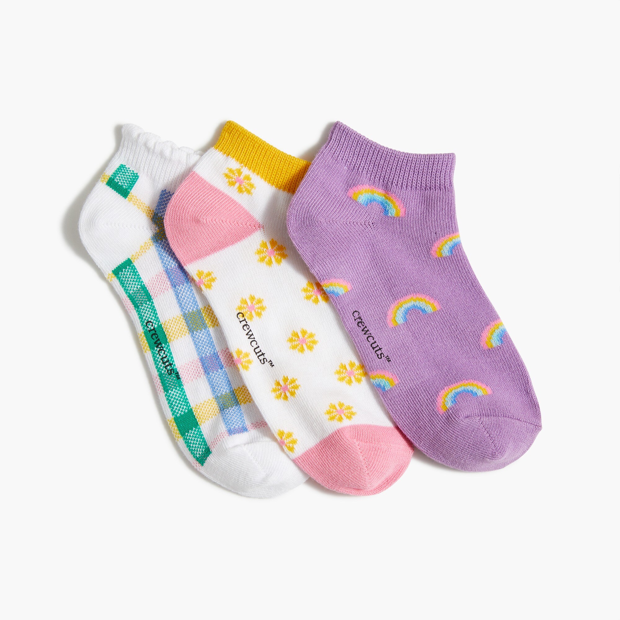 Girls' rainbow gingham socks three-pack