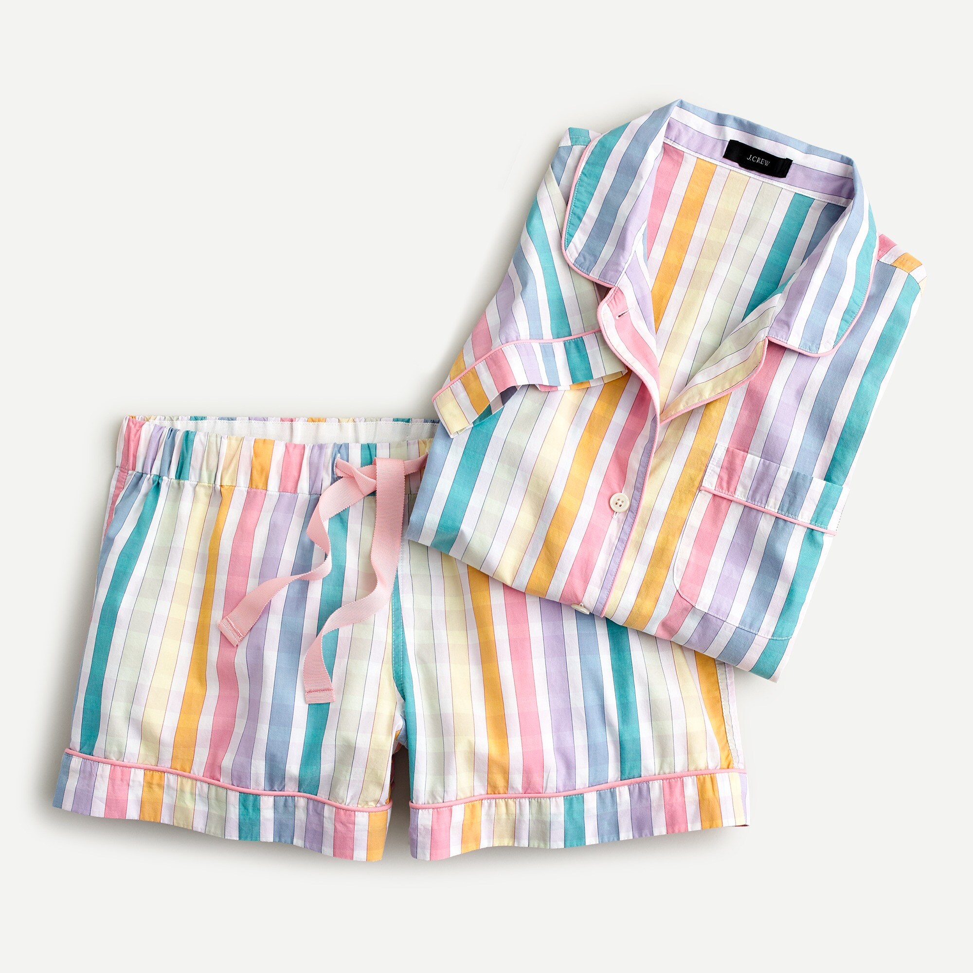 Cotton poplin pajama short set in rainbow gingham