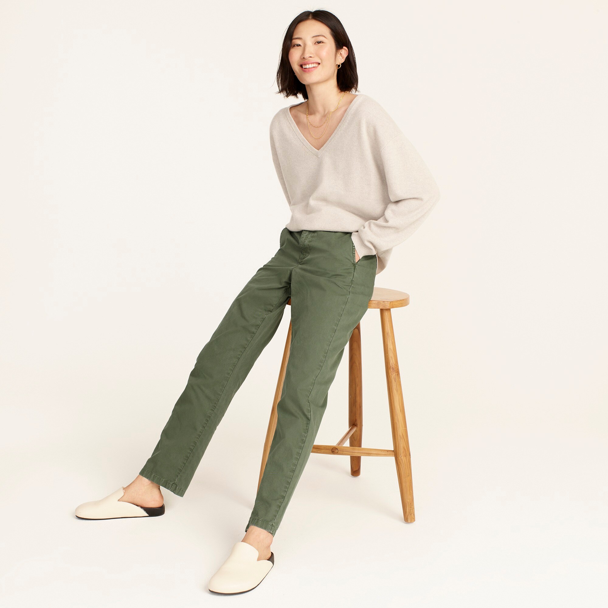 j.crew: slouchy boyfriend chino pant for women, right side, view zoomed