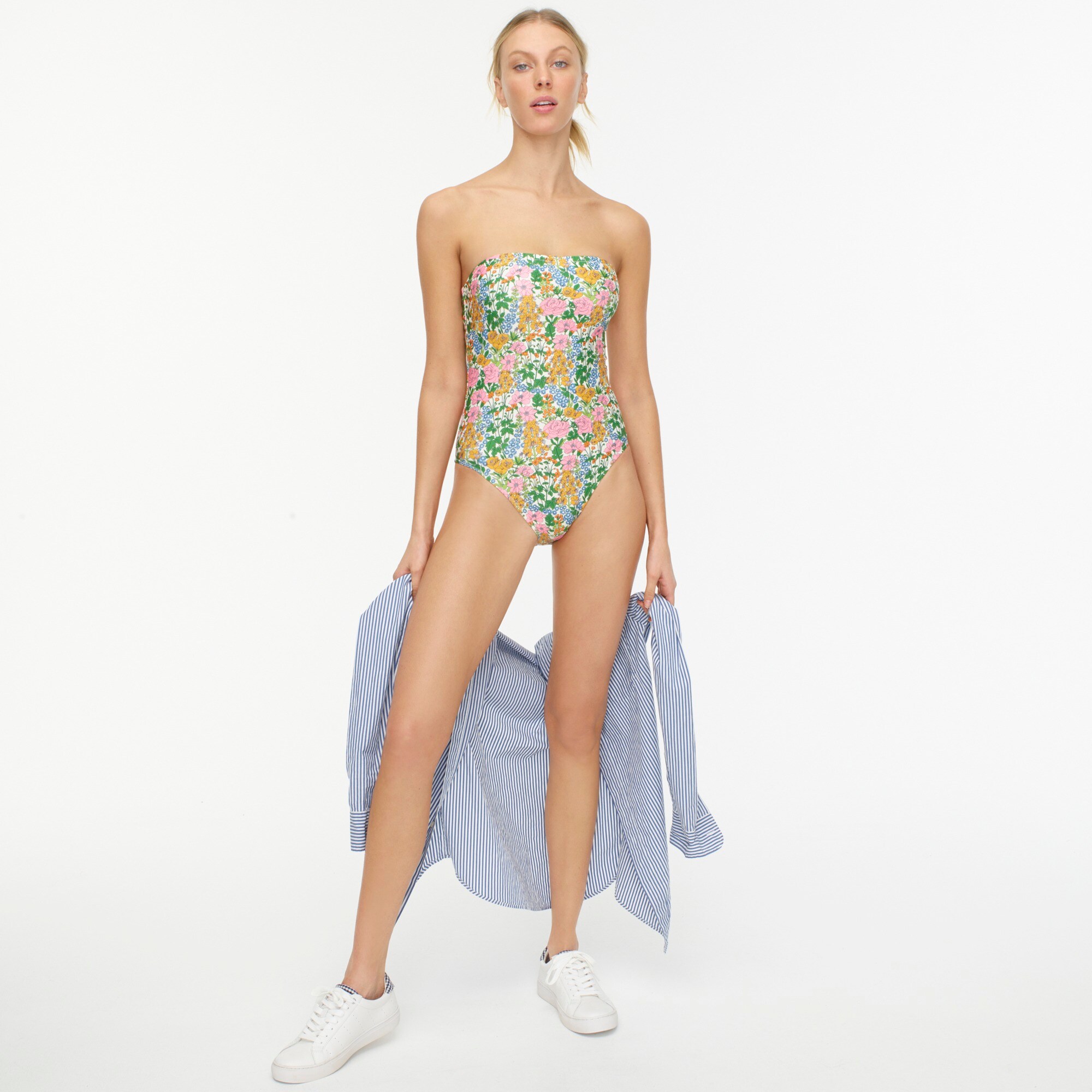 J Crew Bandeau One Piece In Liberty Mini Floral Walk For Women