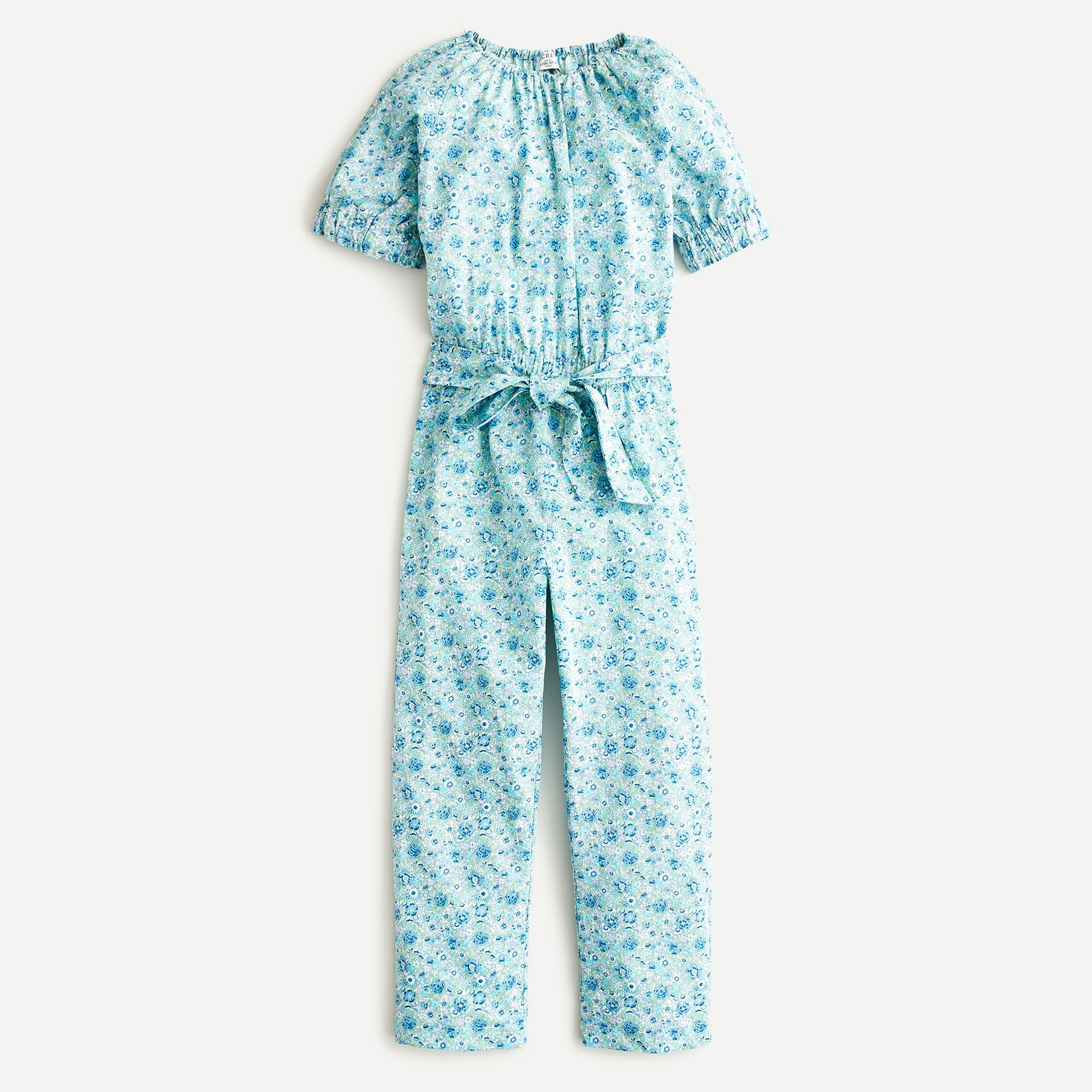 Girls' short-sleeve jumpsuit in Liberty® Amelie floral