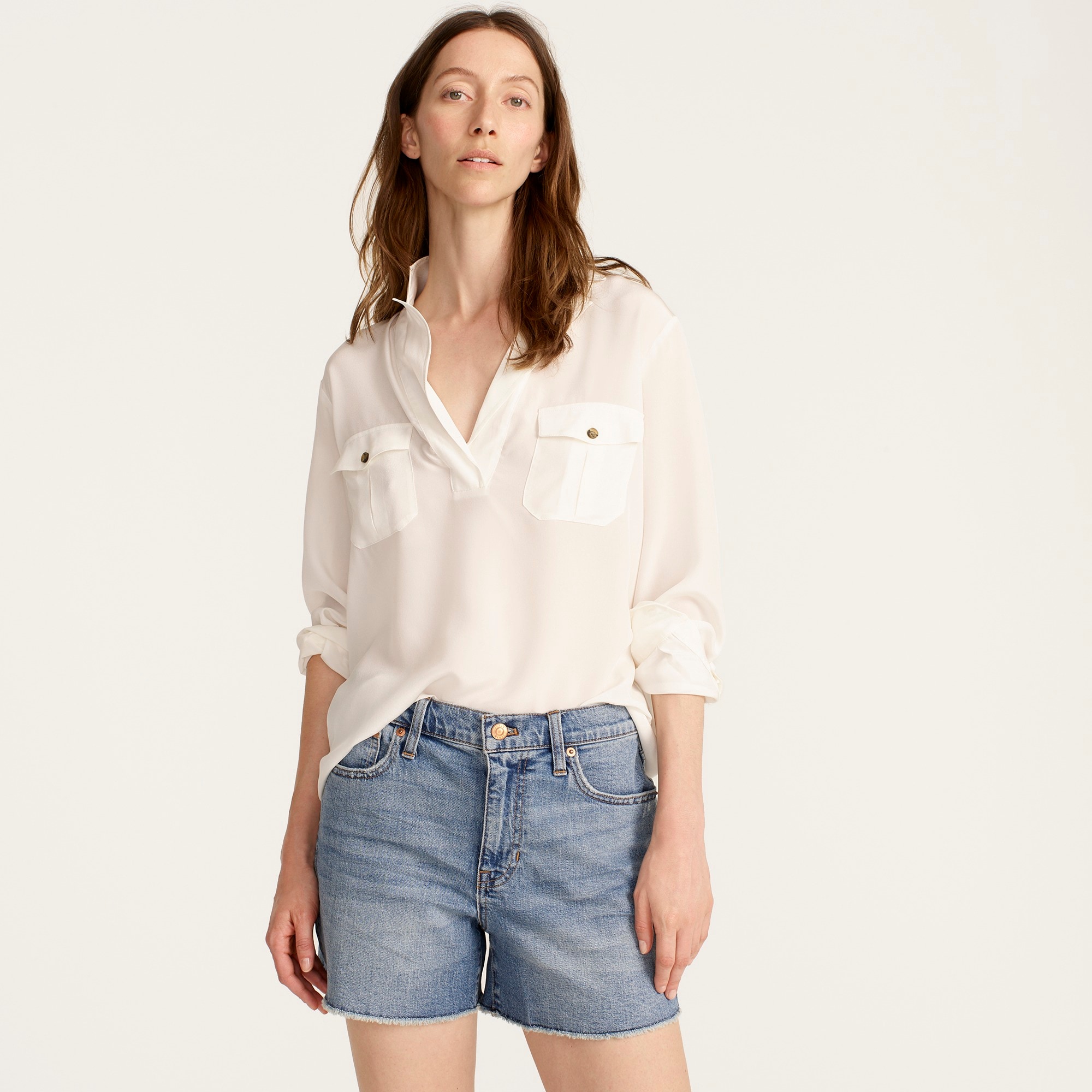 High-rise denim short in Tea Time wash