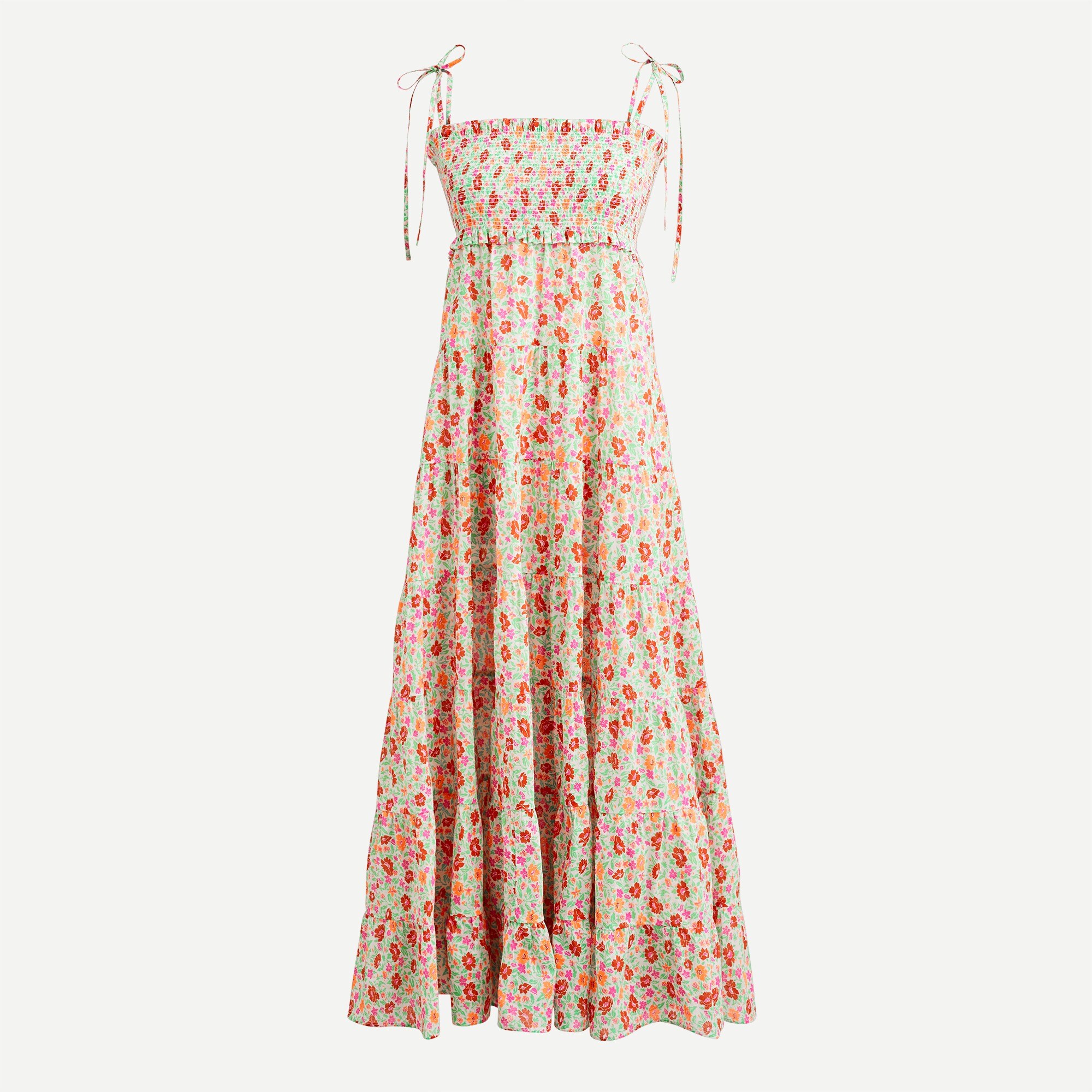 Cotton voile smocked dress in storybook floral