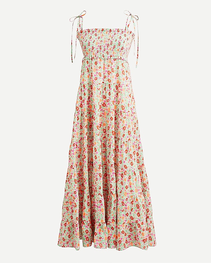 j.crew: cotton voile smocked dress in storybook floral for women, right side, view zoomed