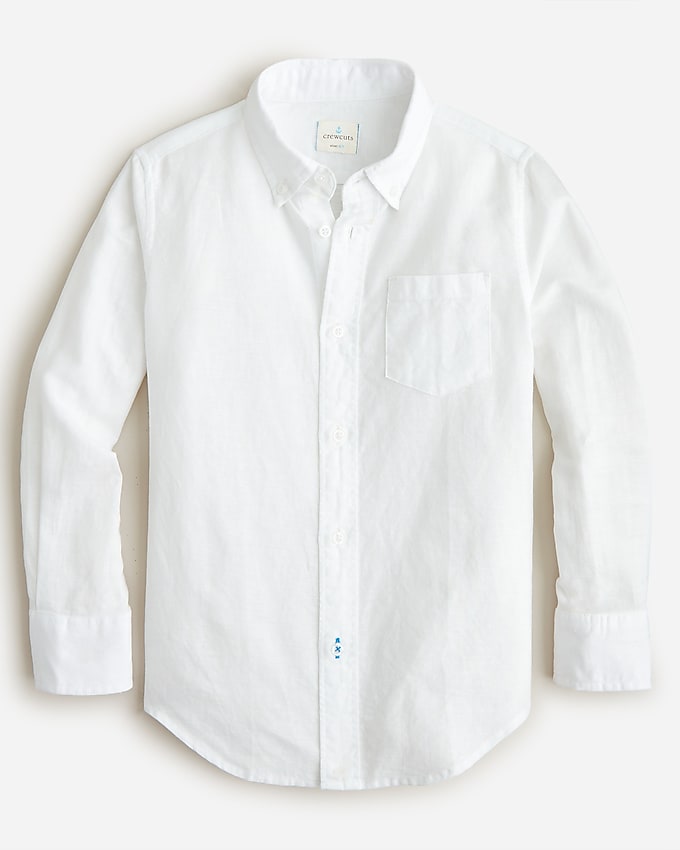 j.crew: boys&apos; button-up linen-blend shirt for boys, right side, view zoomed