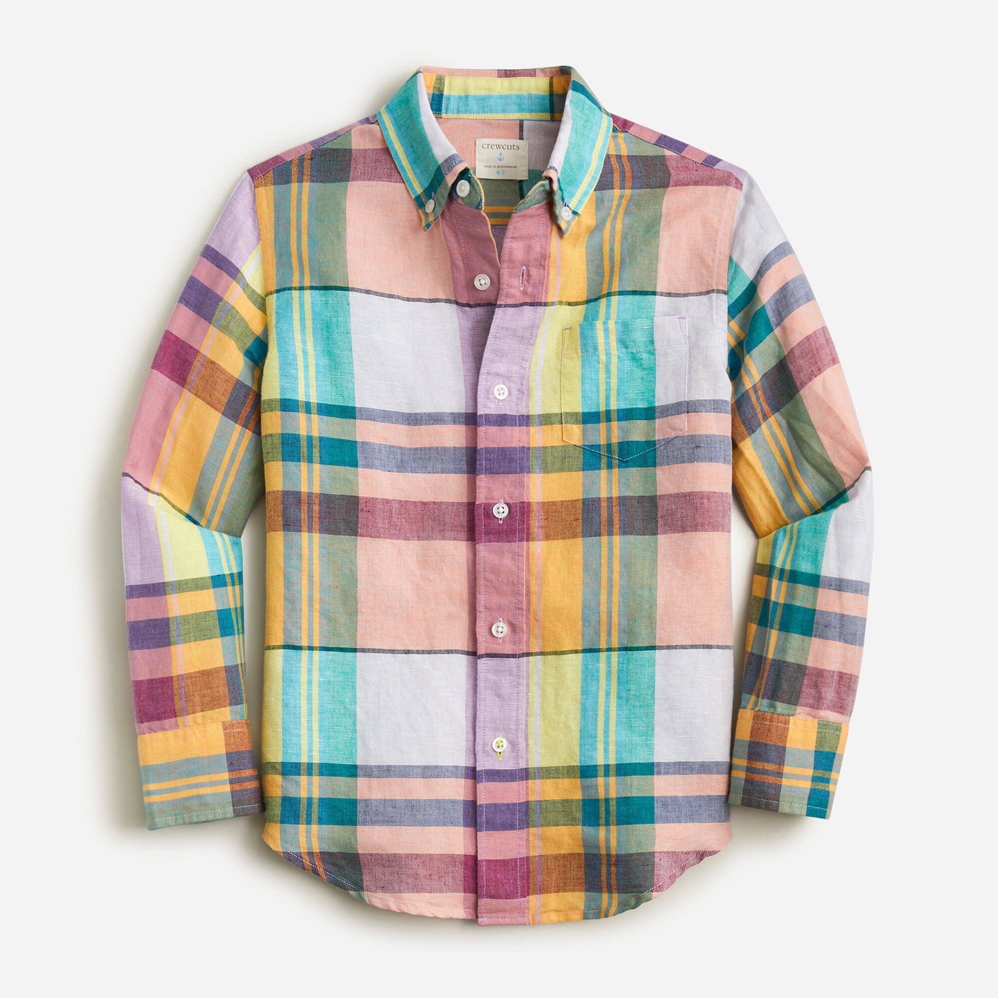 j.crew: boys&apos; button-up linen-blend shirt for boys, right side, view zoomed