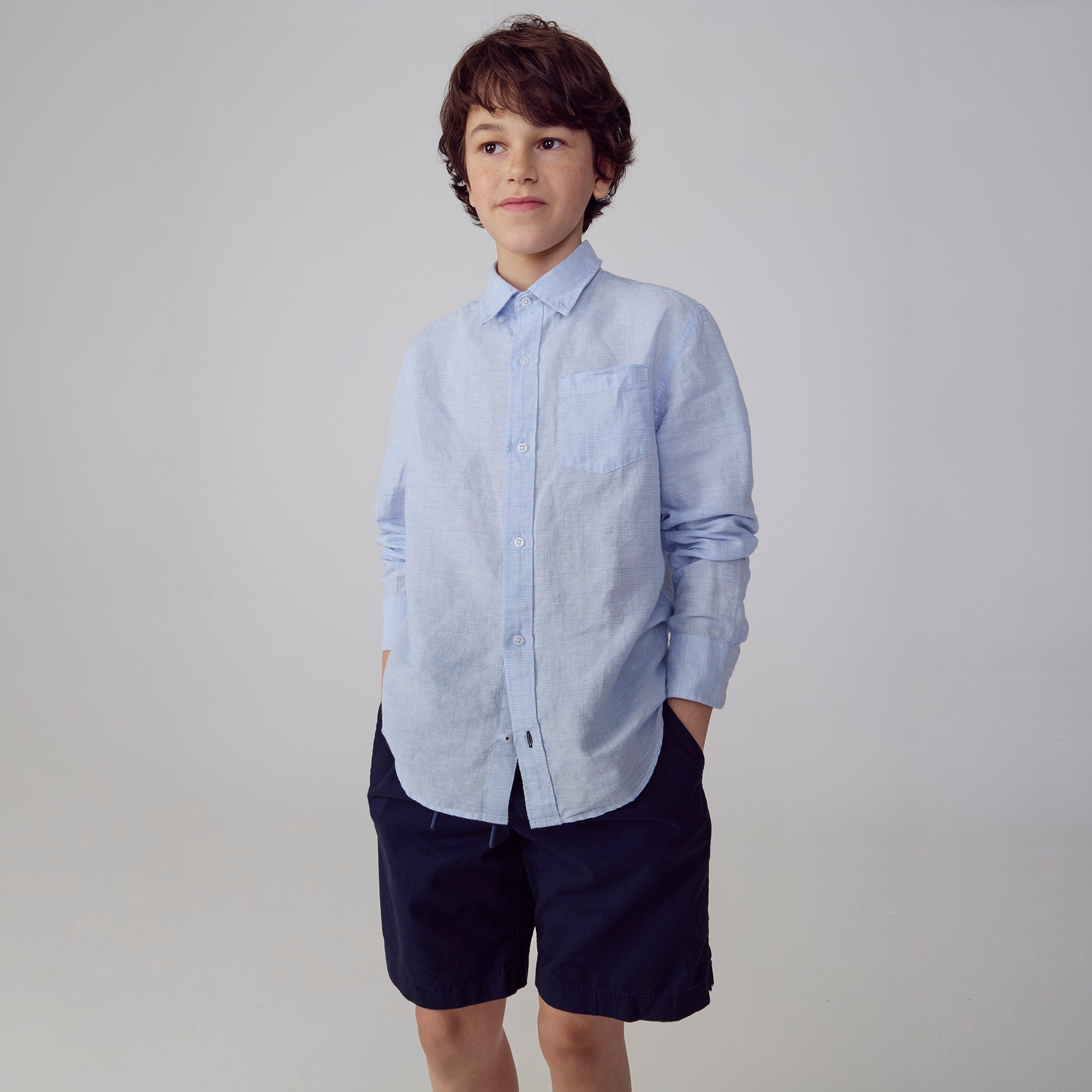 boys Kids' button-down linen-blend shirt