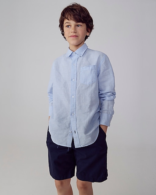boys Kids' button-down linen-blend shirt