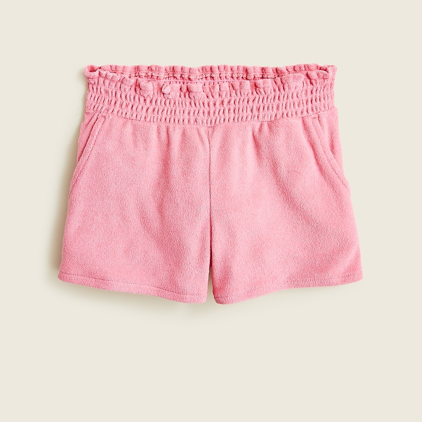 j.crew: girls' pull-on terry cloth short with upf 50 for girls, right side, view zoomed