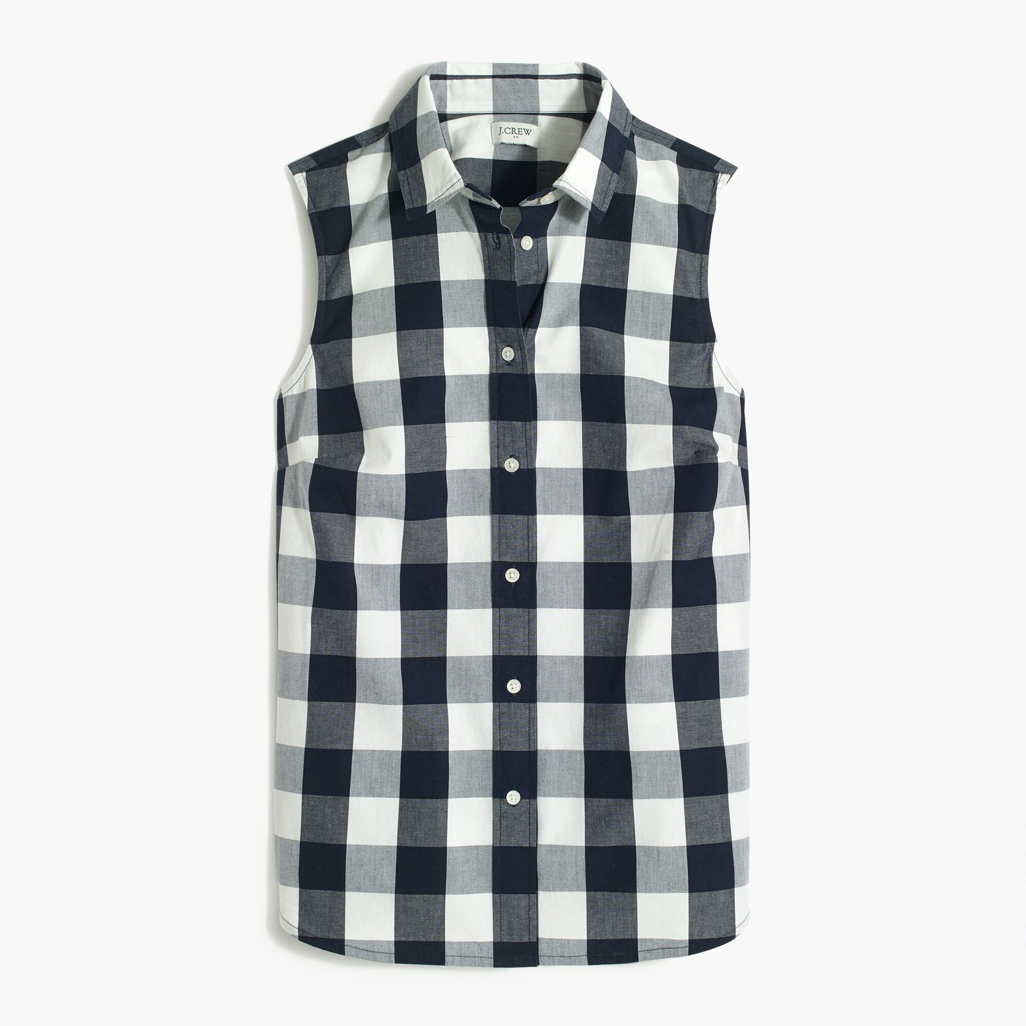 sleeveless cotton-blend poplin shirt in signature fit for women