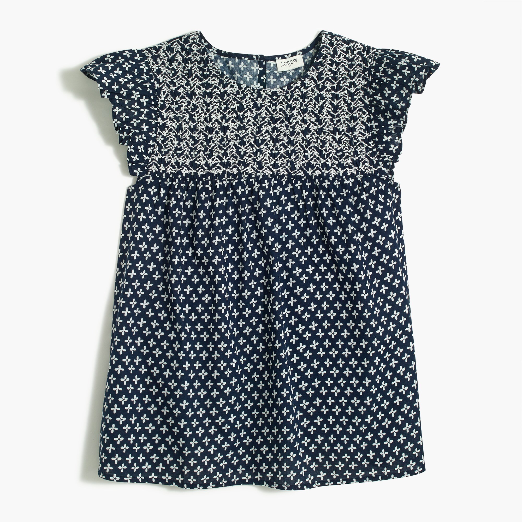 Embroidered flutter-sleeve top