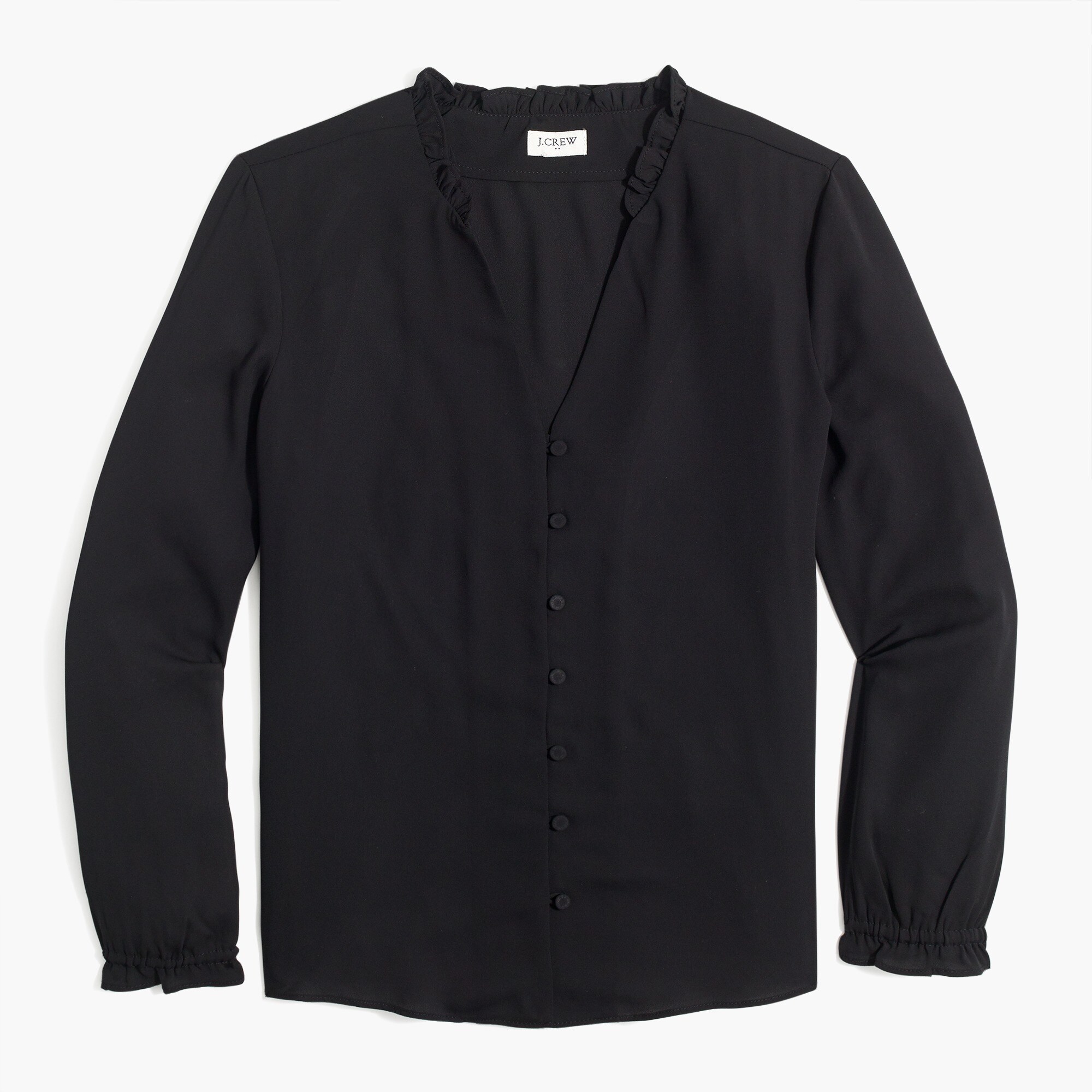 Ruffleneck button-up top